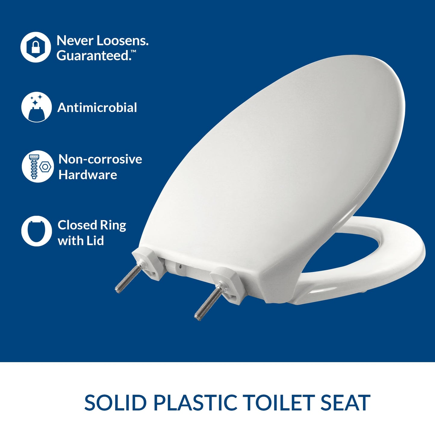 Bemis 7800TDG000 Plastic Toilet Seat, Elongated, White