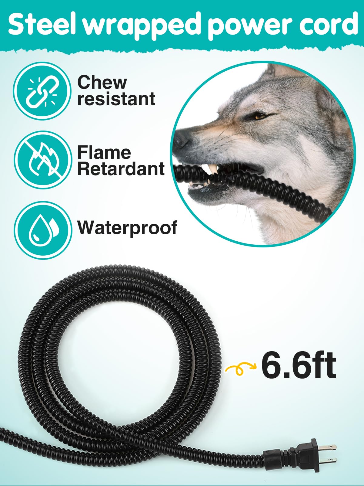 3.7L Extra Large Heated Water Bowl for Outdoor, 35W Thermostatic Control Heating Pet Bowl Dog Gifts with 6.6Ft Bite-Proof Cord for Winter Dogs Cats Chickens Duck Squirrels