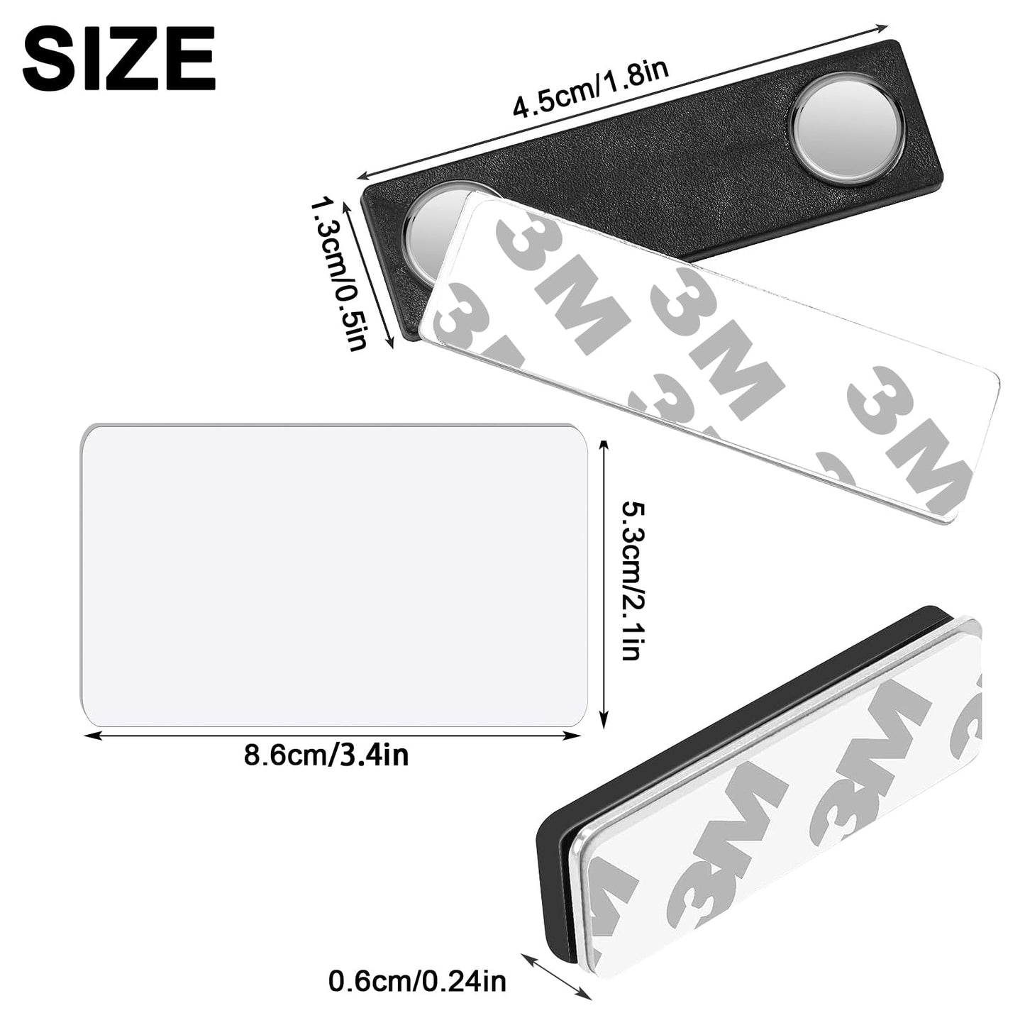 50 Set Magnetic Name Badges and Large Blank DIY Name Tag Badge Holders with Magnetic Plastic Name Tag for Personalized Jacket Shirts Office School Supplies (3.38 x 2.13 Inch)