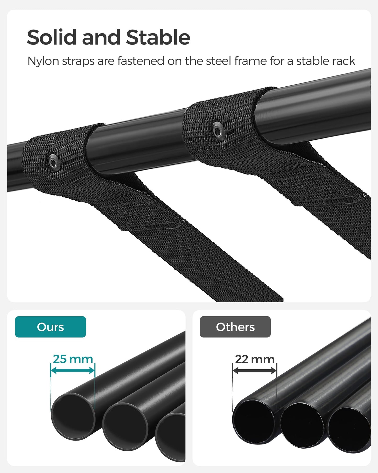 SONGMICS Luggage Racks, Set of 2, Suitcase Stand with Fabric Storage Shelf, for Guest Room, Bedroom, Hotel, Foldable, Holds up to 50 kg, 69 x 38 x 52 cm, Black URLR002B02