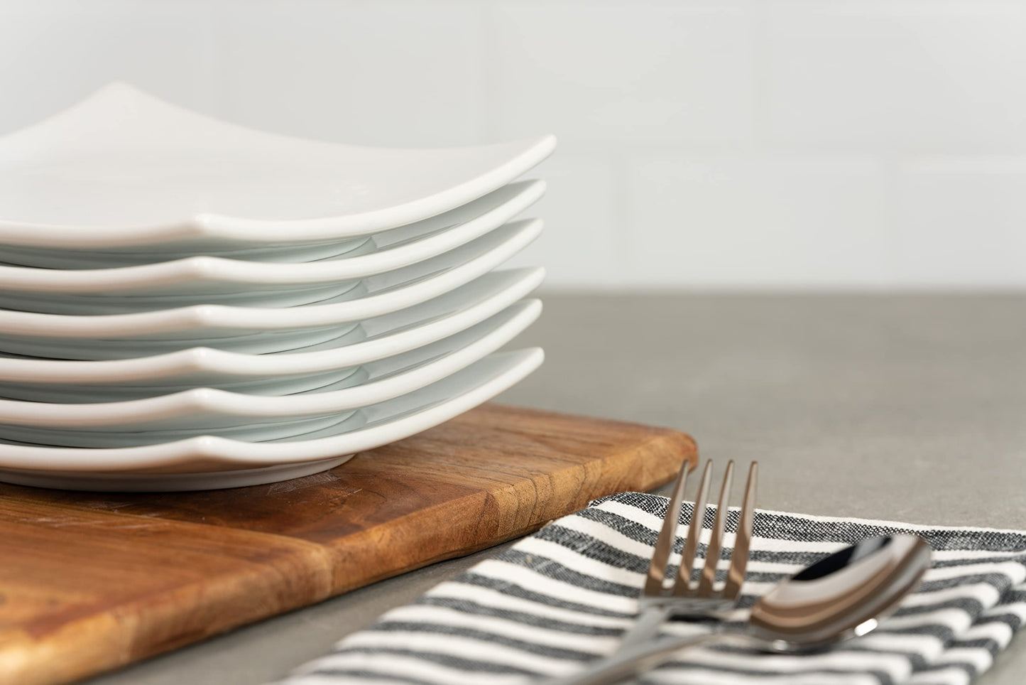 Simply Coupe Square Dish 6'' Appetizer Plate, Set of 6