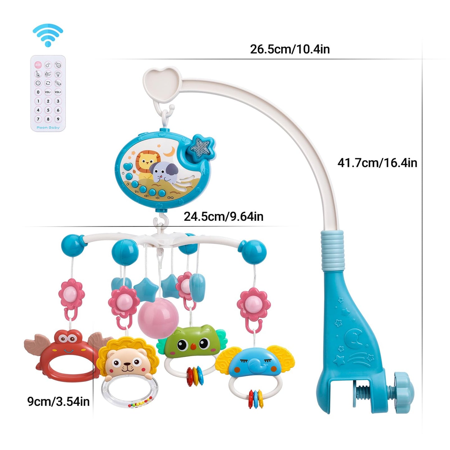 Mini Tudou Crib Mobile with Music and Lights,Baby Mobile for Crib with Hanging Rotating Rattle Toy,Star Projection,400 Lullabies and Timing Function,Remote Control Baby Crib Mobile for Boys Girls