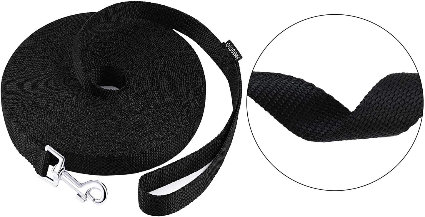 AMAGOOD Dog/Puppy Obedience Recall Training Agility Leashes-15 ft 20 ft 30 ft 50 ft 100ft Long Leash-for Dog Training,Tie Out,Play,Safety,Camping (100Feet,Black)