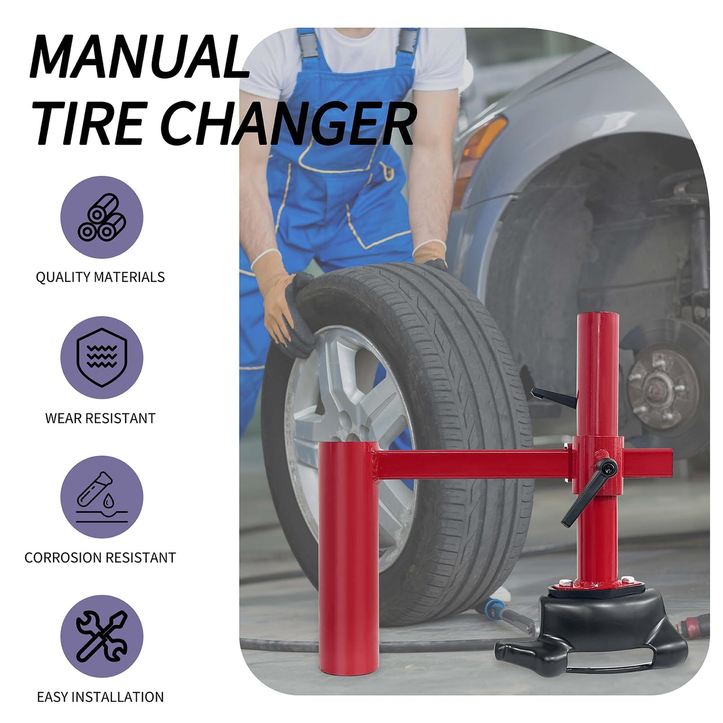 NUCHOICE Upgraded Manual Tire Changer Duck Head Adapter Kit with Silver Cone – Durable Tire Removal Tool for Most Car Tires, Not Compatible with HF Tire Changer