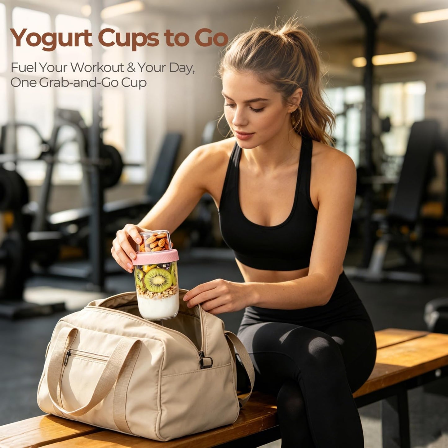 ComSaf Overnight Oats jars with Lids （16oz+4oz 6Pcs）, Dual-Laryer Chia Pudding Jars with Dry and Wet Separation, Yogurt Parfait Contianer for Oatmeal Cereal Nut Fruit, Meal Prep Glass Jars for Salad
