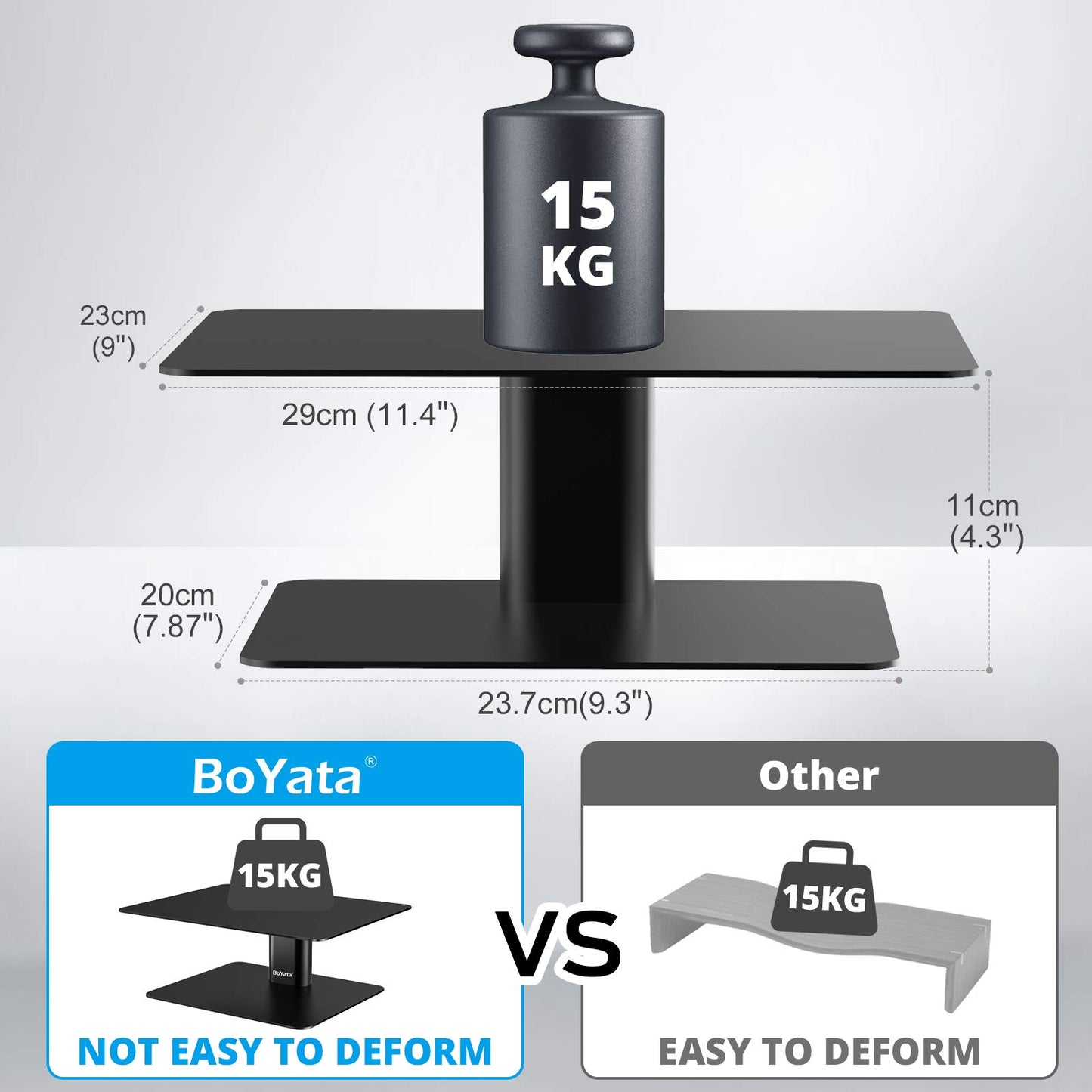 BoYata Monitor Stand, Adjustable Monitor Riser Metal Computer Stand Compatible with TV, PC, Laptop, Computer, iMac, and All Screen Display (Black)