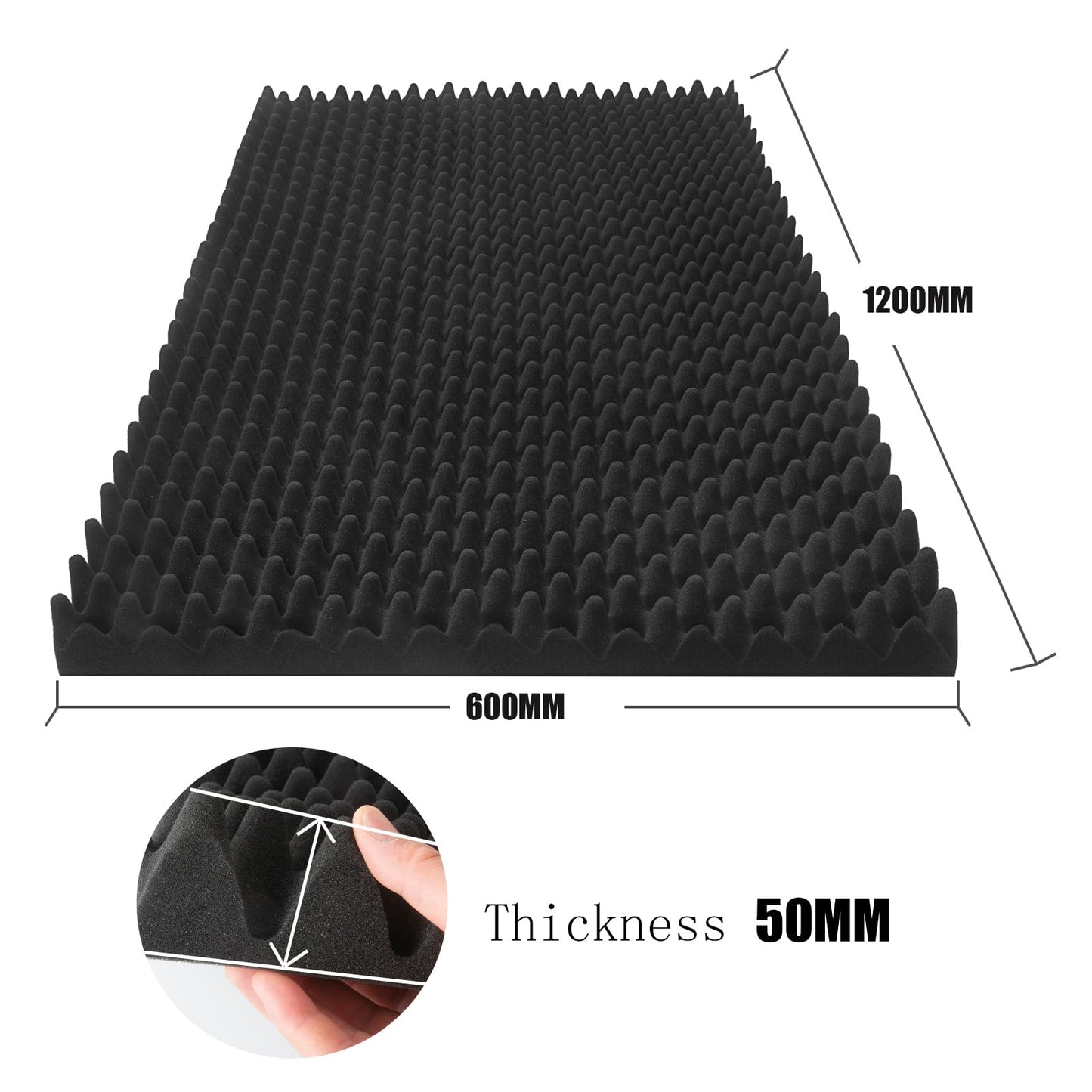 4 Pack Acoustic Foam Panels, 48 x 24 x 2" Sound Absorbing Panels High Density Studio Wedge Tiles Fire Resistant Acoustic Panels for Home,Office, Recording Room, Studio (Black 4 Pack, 48 x 24 x 2")