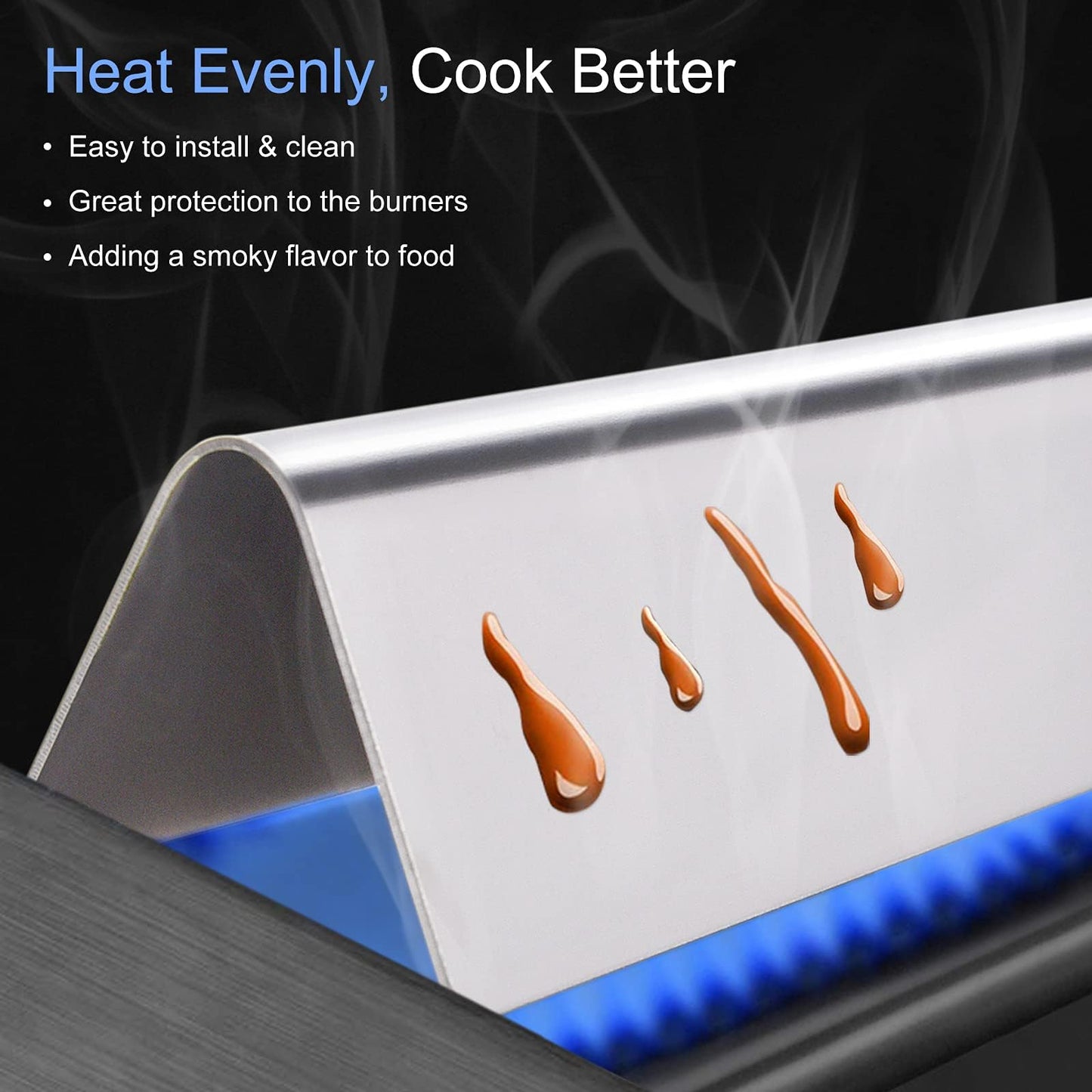 Criditpid Flavorizer Bars & Heat Deflector Kit for Weber Genesis 300 Series E310 E320 E330 EP310 EP320 EP330 with Front Control Knob, Stainless Steel Weber Genesis 300 BBQ Replacement Parts