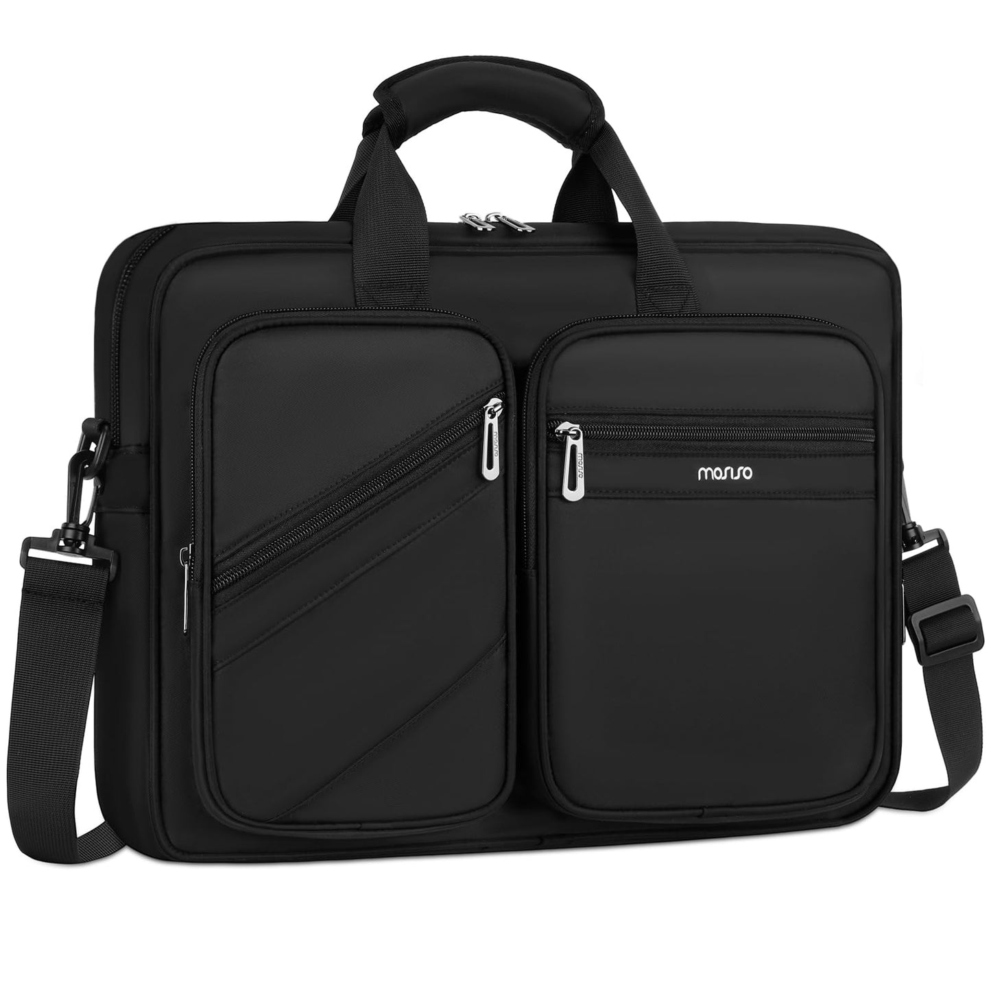 MOSISO Laptop Bag for Men 15.6 inch, 15-16 inch Computer Bags Compatible with MacBook Pro 16 inch/Air 15 inch, HP Dell Lenovo Acer Asus Notebook, Laptop Briefcase Messenger Bags with 4 Pockets, Black
