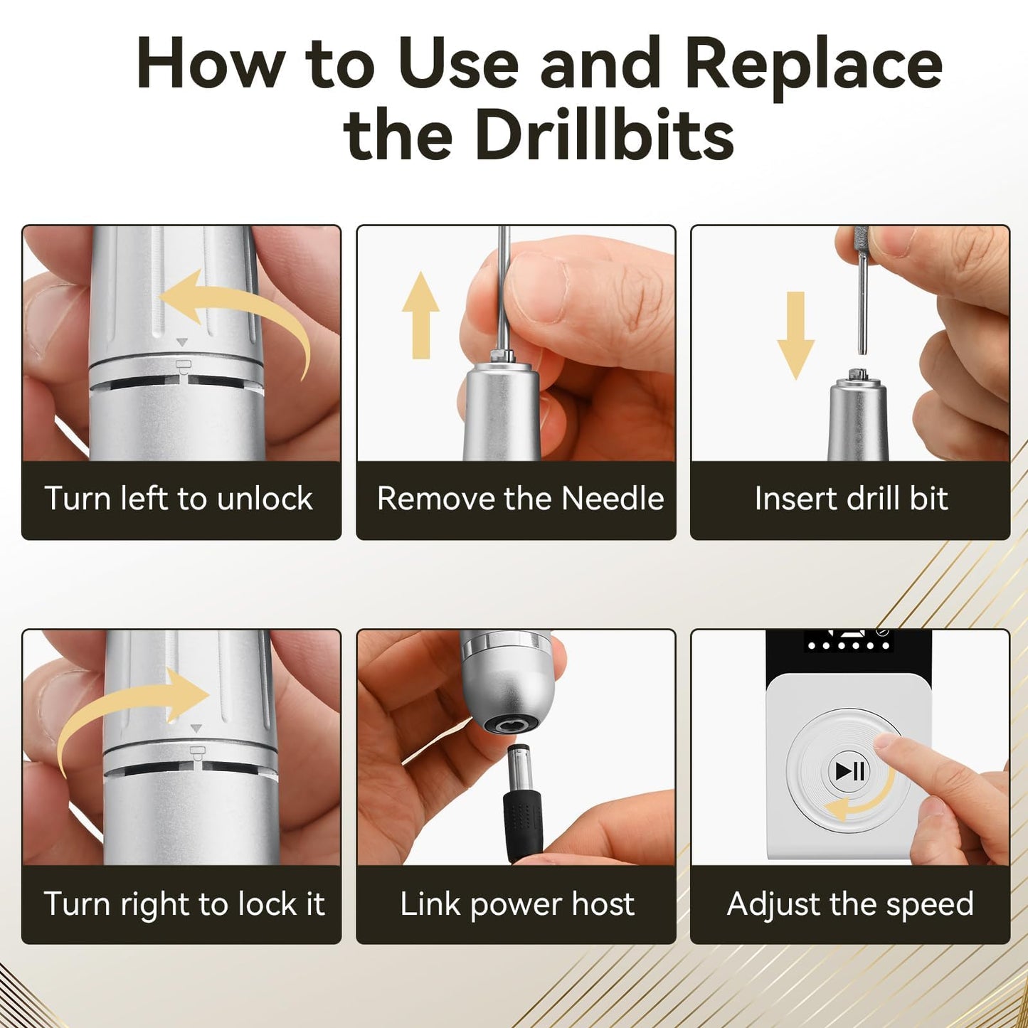 Cadrim Electric Nail Drill Professional 45000RPM, 2025 Upgraded-Speed Control Disc,Rechargeable Electric Nail File for Acrylic Gel Nails, Portable Nail Drill Kit, Efile Nail Machine for Salon Home