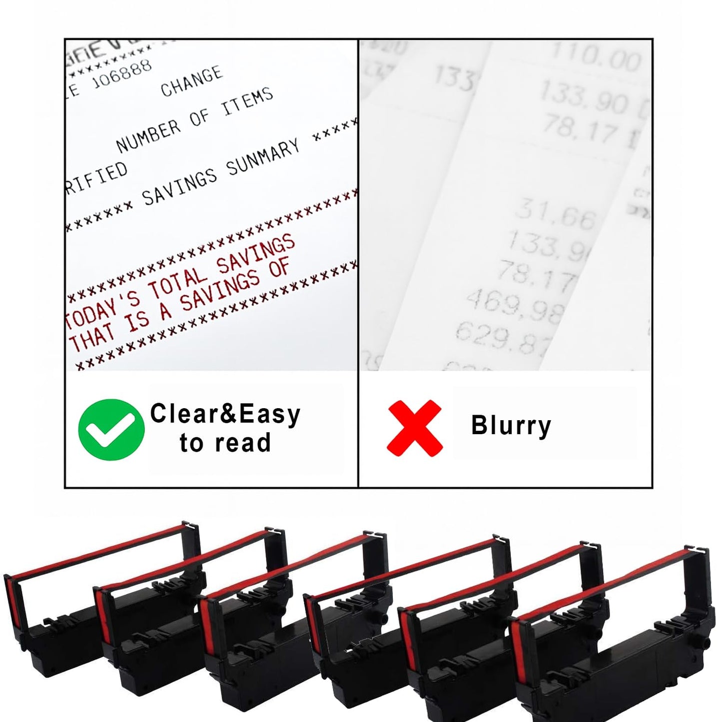 Printer Ribbon Cartridge Compatible with Star SP700, Star RC700BR, RC700, SP712, SP717, SP742, SP747, Black/Red Replacement, Pack of 12