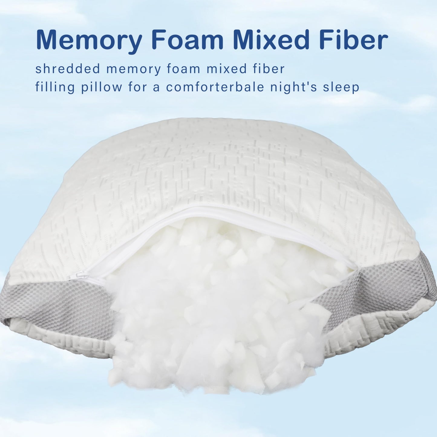 ACCURATEX Pillows Queen Size Set of 2, Rayon Derived from Bamboo Removable Cover, Shredded Memory Foam Pillow with Down Alternative Fill (Adjustable), Supportive Pillows for Side Back Sleepers