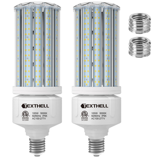 100W Led Corn Light Bulb 15000lm Bright 5000K Daylight White E26/E39 Base 1000W Equivalent LED Metal Halide HID CFL for Commercial Industrial Lighting Warehouse High Bay Light Garage Workshop(2-Pack)
