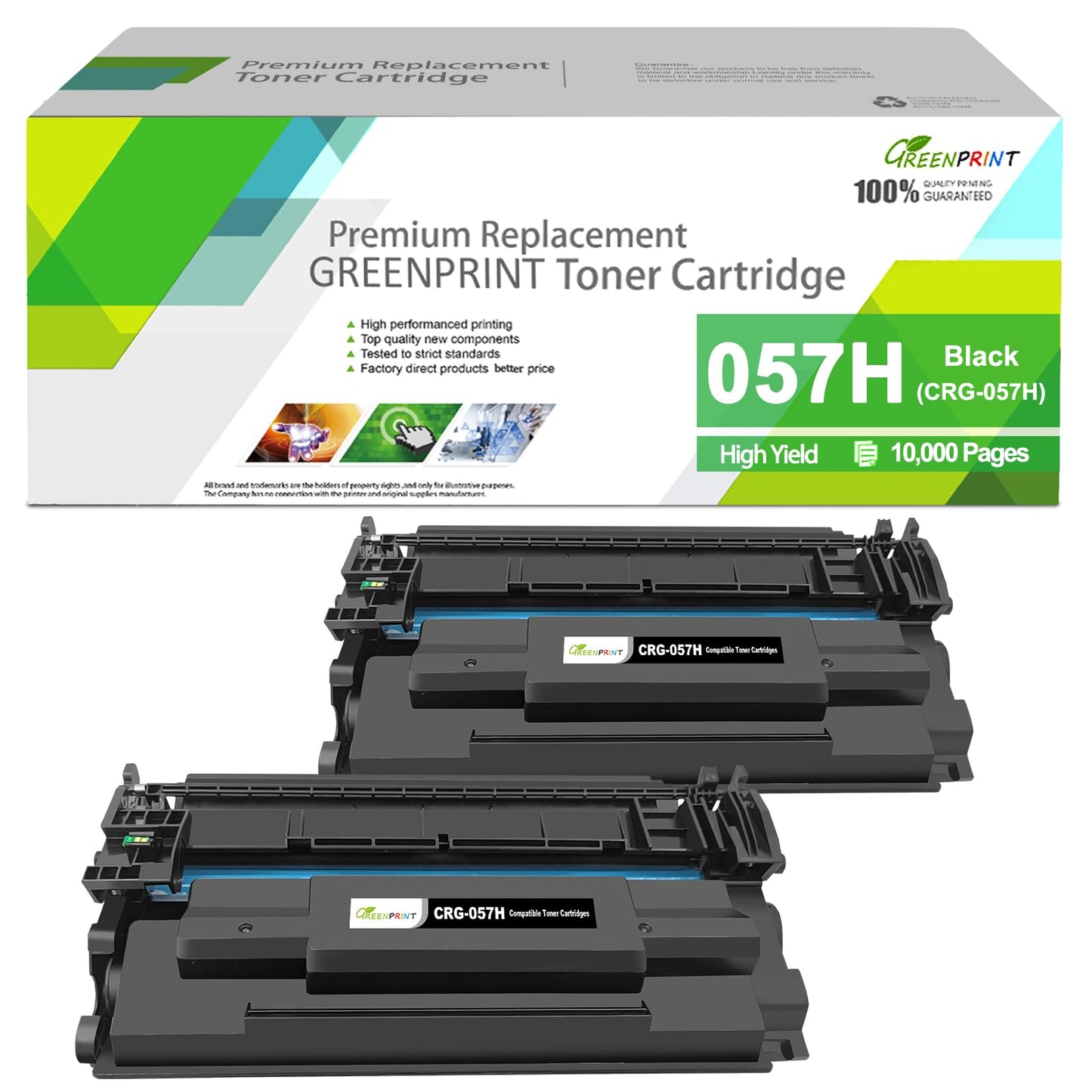 Compatible Toner Cartridges 057H ( 057 ) High Capacity 10000 Pages 2 Blacks for Canon LBP236dw MF445dw LBP226dw MF455dw MF449dw MF448dw MF443dw LBP228dw LBP227dw LBP223dw MF451dw MF452dw Printers