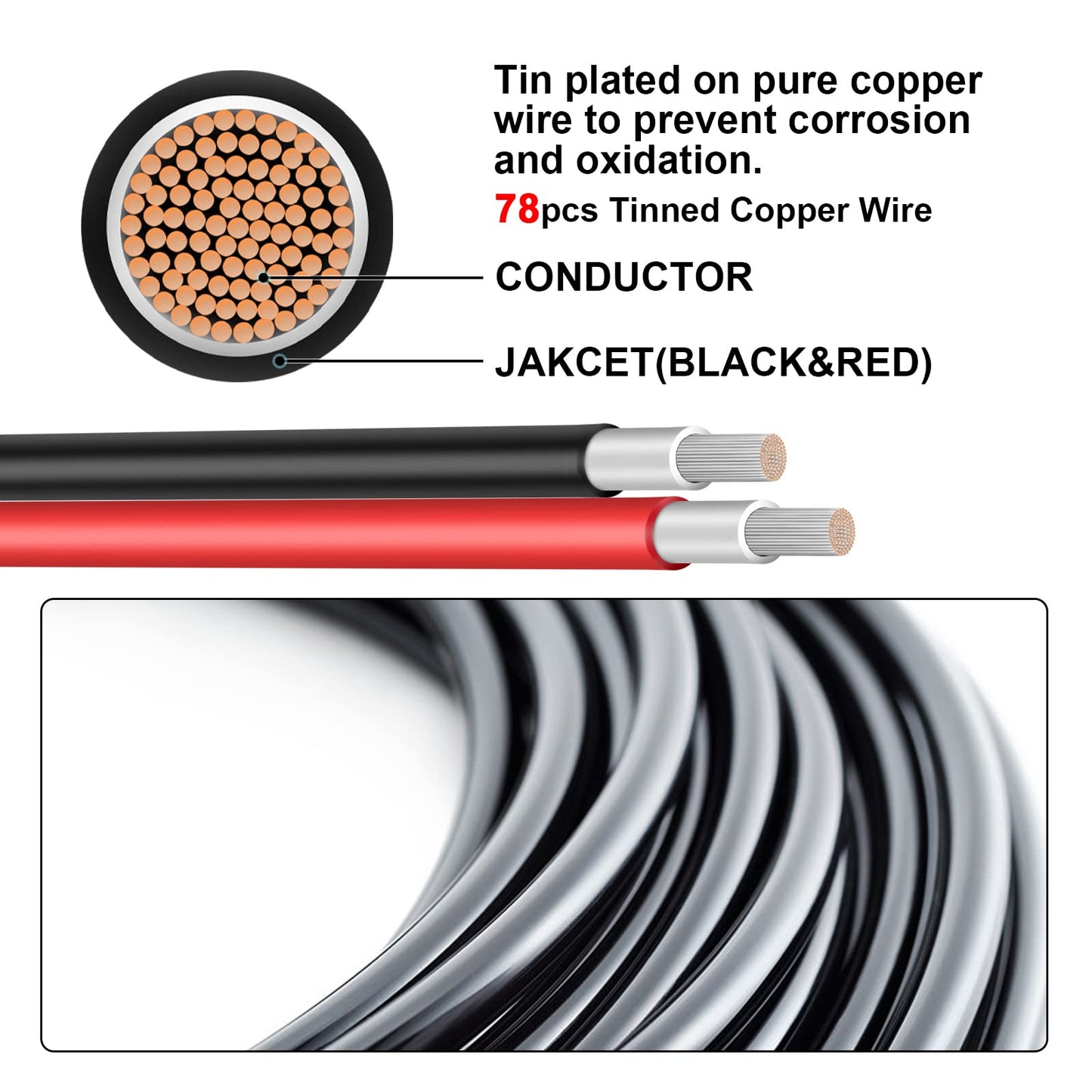 Geosiry 30FT 10AWG Solar Panel Extension Cable, Solar Extension Cable with Female and Male Connector, Solar Cable for Solar Panels, Charge Controller (10AWG 30FT)