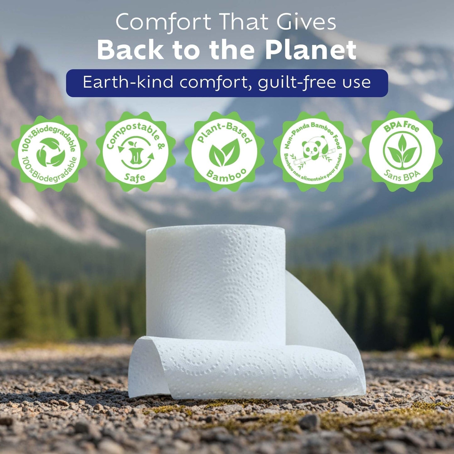 Bamboochi Bamboo Toilet Paper, Septic Safe Toilet Paper 2 Ply 24 Rolls 300 Sheets Per Roll, Soft Unscented Bath Tissue, RV Safe, Eco-Friendly, Non Chlorine, PFAS Free, Proudly Made in Canada