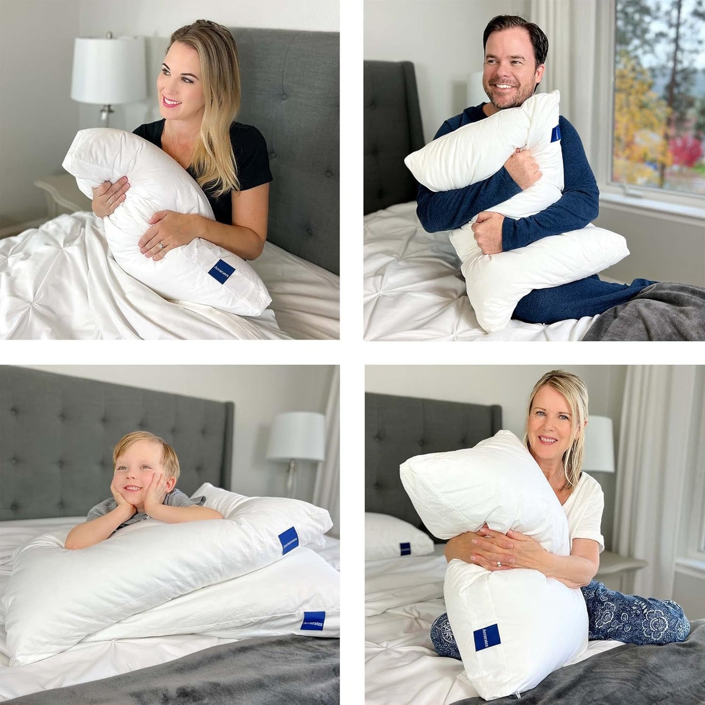 ACCURATEX Pillows Standard Size 2 Pack, Shredded Memory Foam Pillow Hybrid with Fluffy Down Alternative Fill Removable Cotton Cover, Adjustable Firm Pillow for Side,Back,Stomach Sleepers