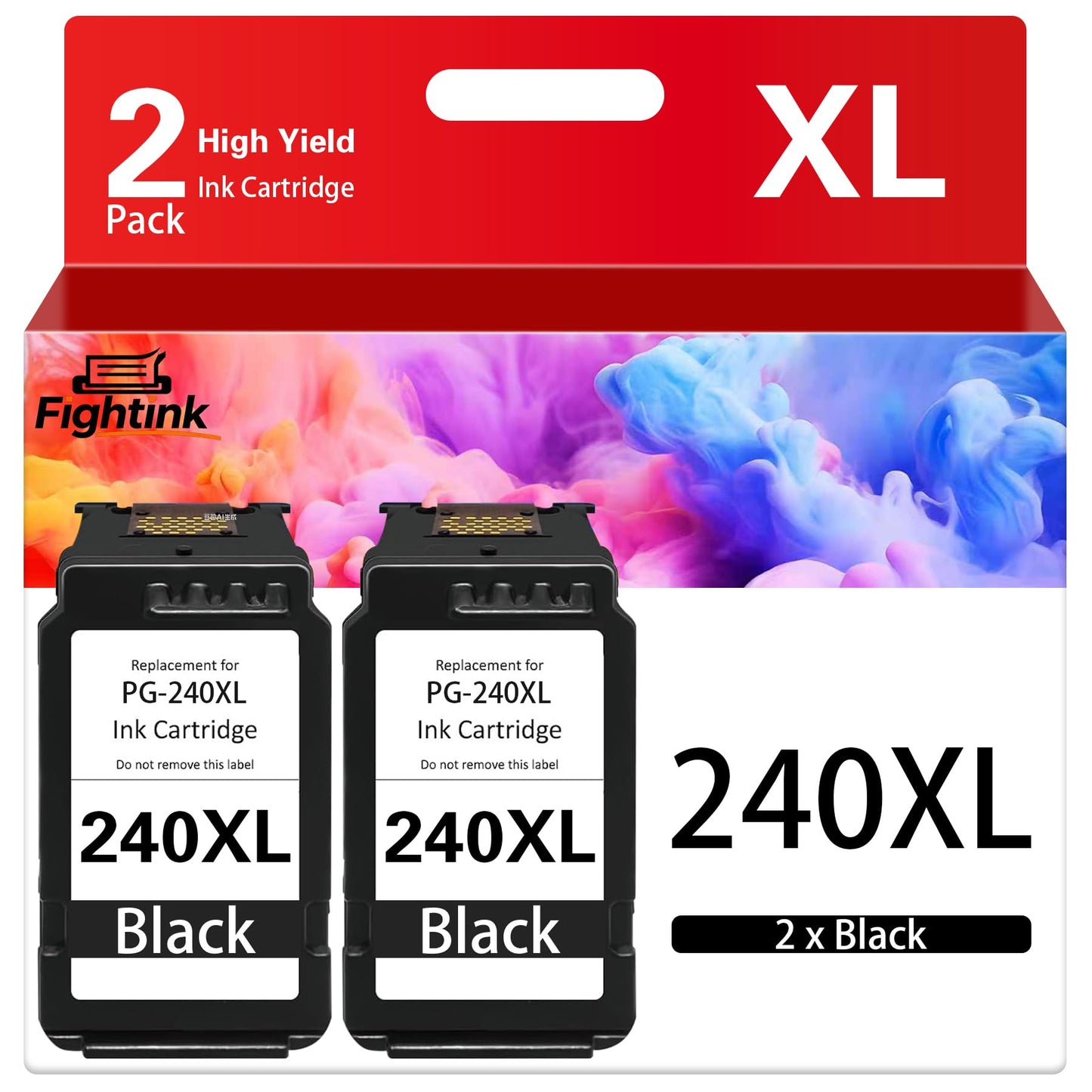 Fightink PG-240XL Black Ink Cartridges Compatible for Canon 240XL Black Ink Cartridges PG240XL PG240 PG-240 Fit for PIXMA MG3620 MG3600 TS5120 MG3520 MG2120 MX452 MX512 MX532 MX472 Printer (2 Black)