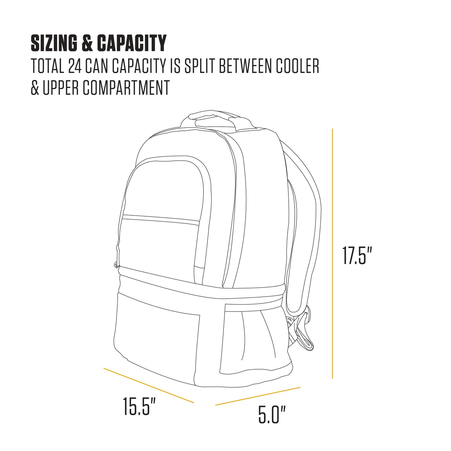 Carhartt Insulated 24 Can Two Compartment Cooler Backpack, Backpack with Fully-Insulated Cooler Base, Essential Cooler Backpack (Black)