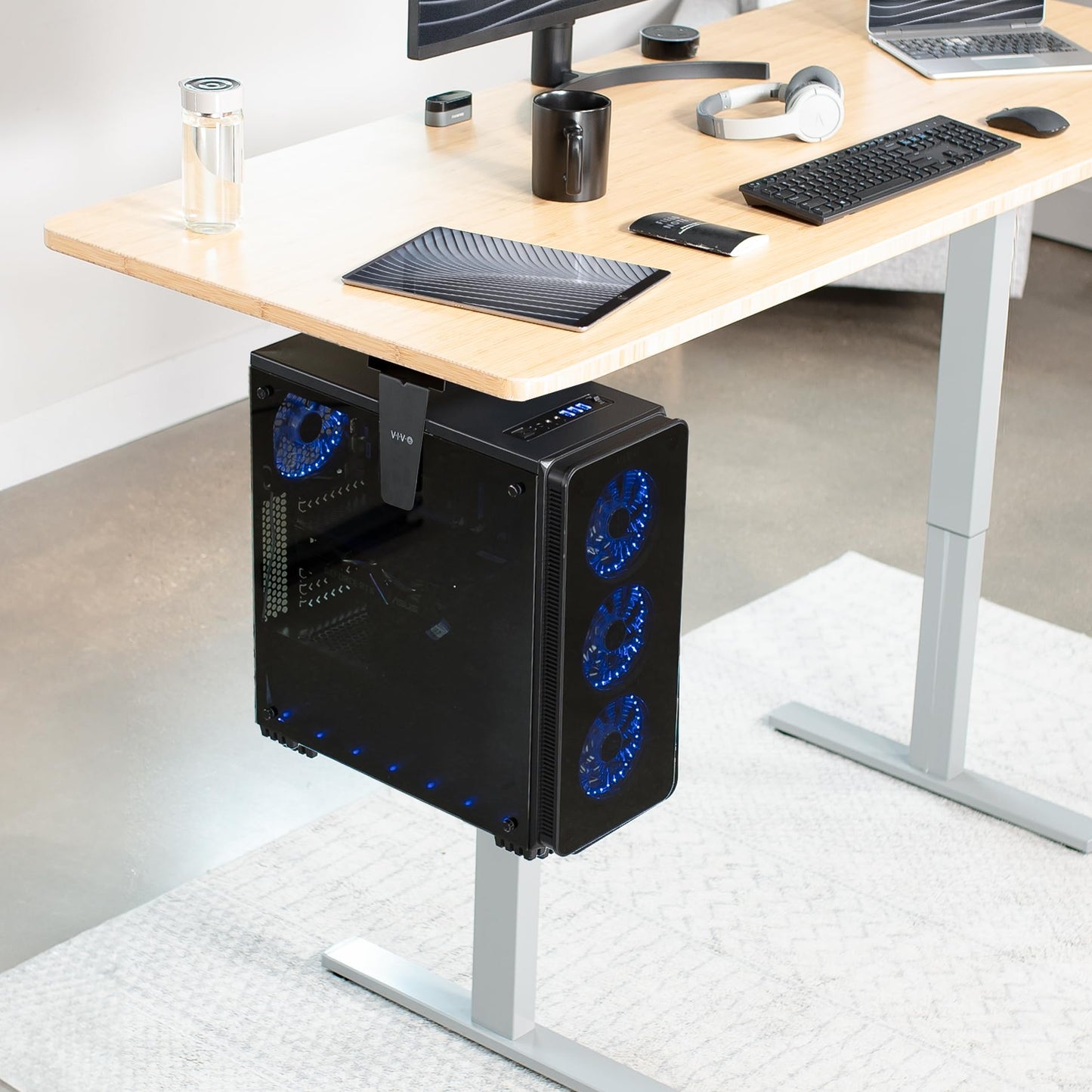 VIVO Adjustable Under Desk and Wall PC Mount | Computer Case Holder with 360-degree Swivel (MOUNT-PC01)