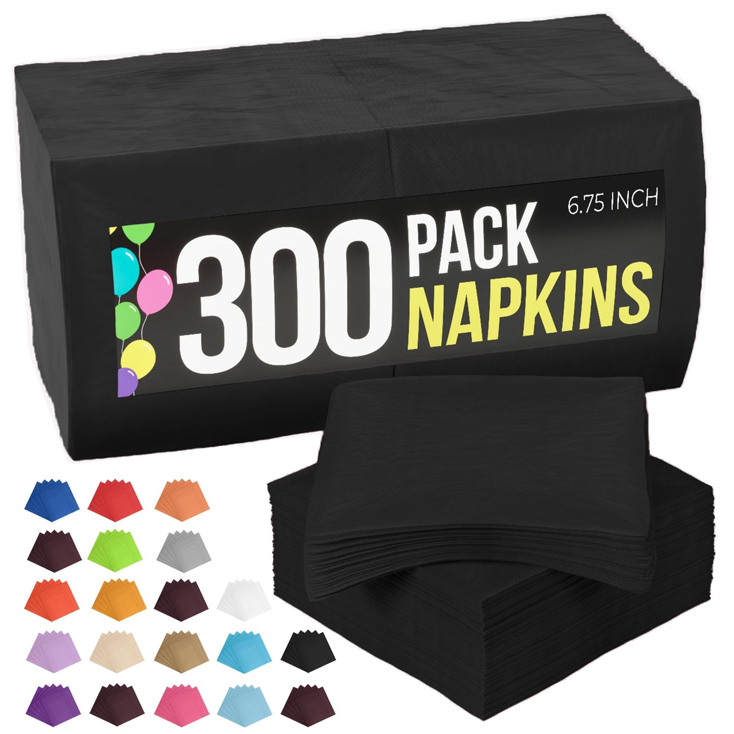 300 Pack Black Napkins Disposable, 2 Ply Party Napkins, Black Disposable Napkins, Fun Napkins Everyday – Great As Luncheon Or Dinner Napkins Paper Exquisite