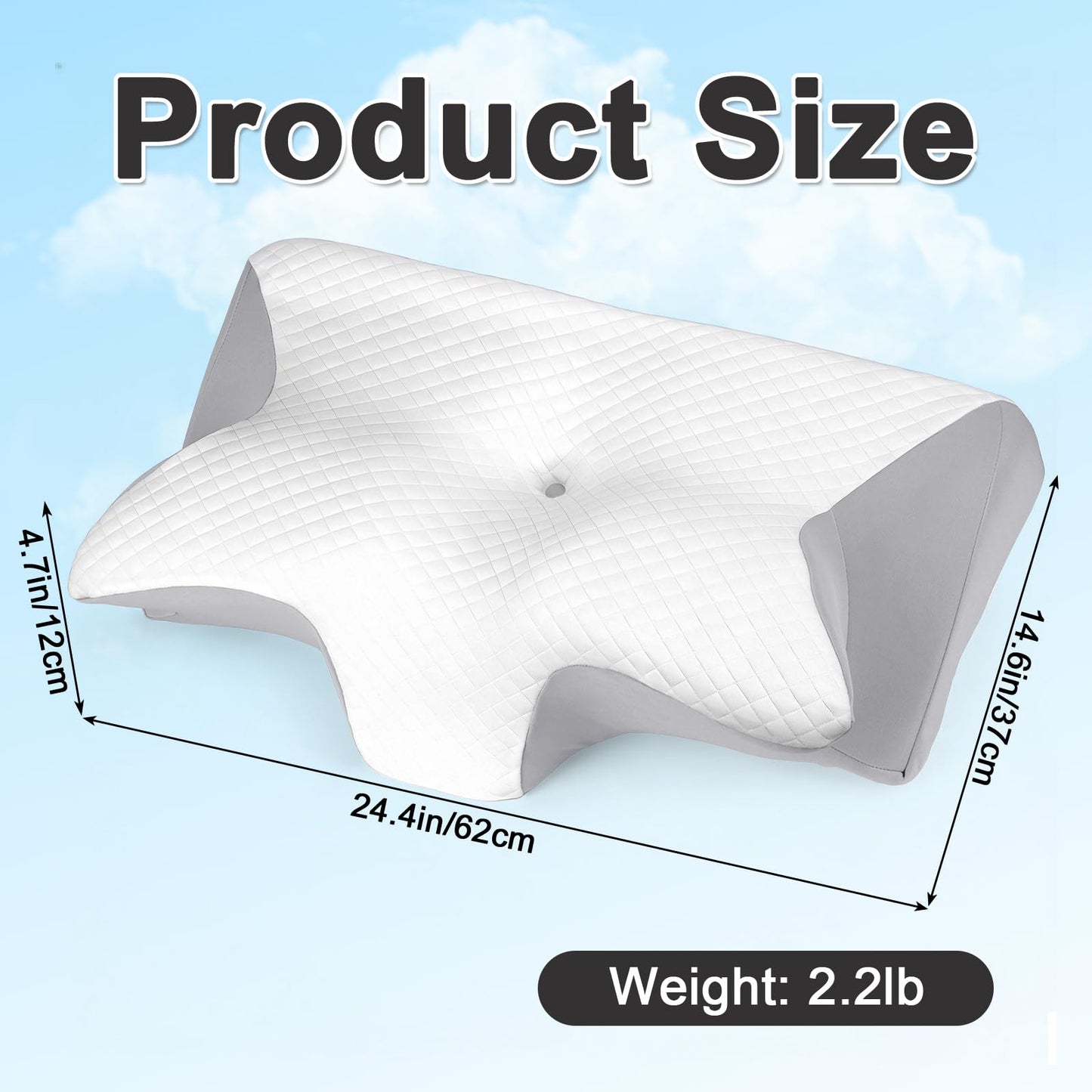 Sleep Apnea Pillow, Memory Foam Pillow for Neck Pain Relief, 2026 New Cervical Neck Pillow, Ergonomic Contour Neck & Shoulder Support, Cooling Breathable Cover, for Side Back Stomach Sleepers (Gray)