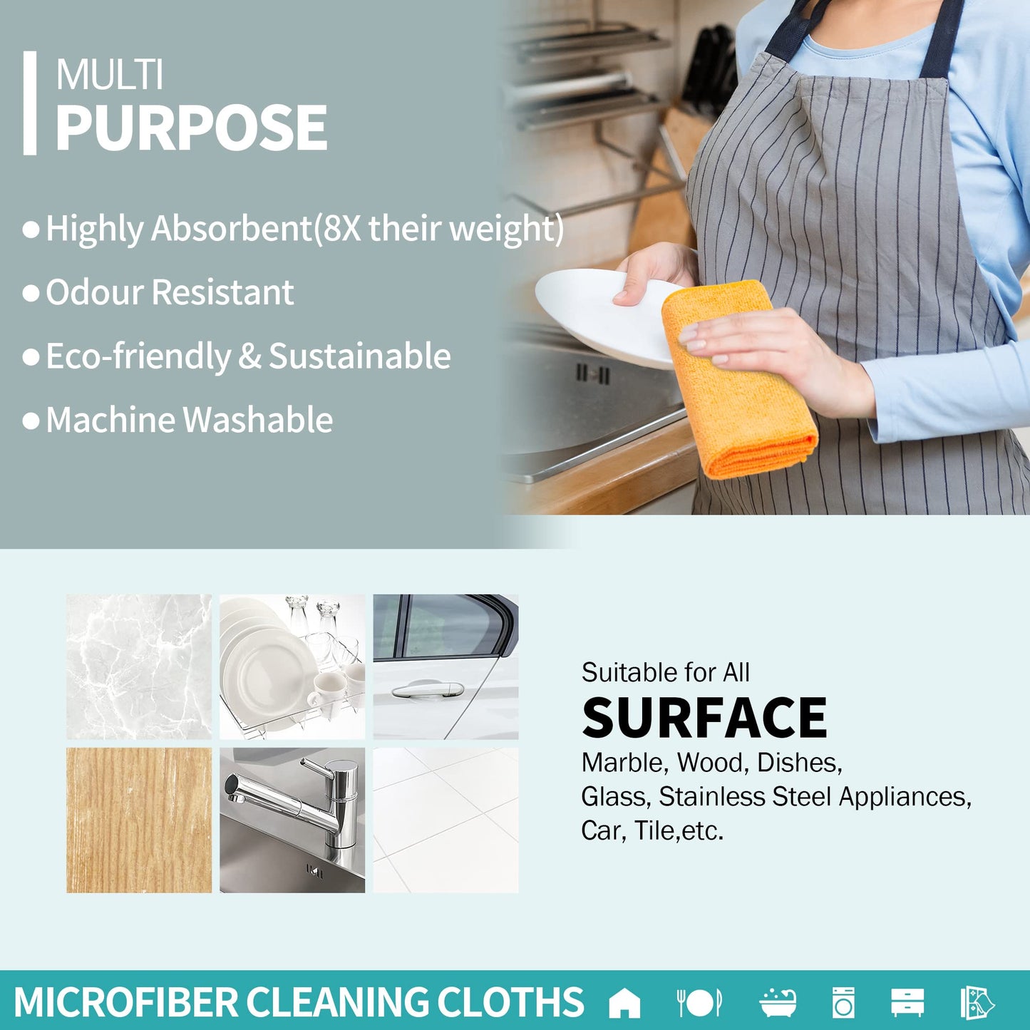 HOMERHYME Microfiber Cleaning Cloth - 60 Pack Cleaning Towels, 12" x 12" Dish Cloths, Lint Free Rag, Non-Abrasive Dusting Cloth, Washable and Reusable, Wash Cloth Towel for Kitchen, Car, House, Office