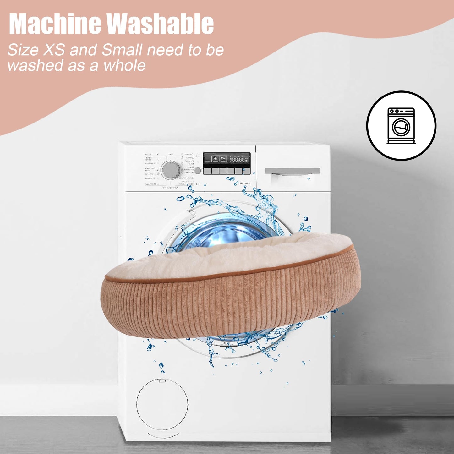 Bedfolks Donut Cat and Dog Bed,20 Inches Calming Round Dog Beds for Small Dogs,Washable Anti Anxiety Cuddler Puppy Bed with Non-Slip Bottom(Brown,XS)