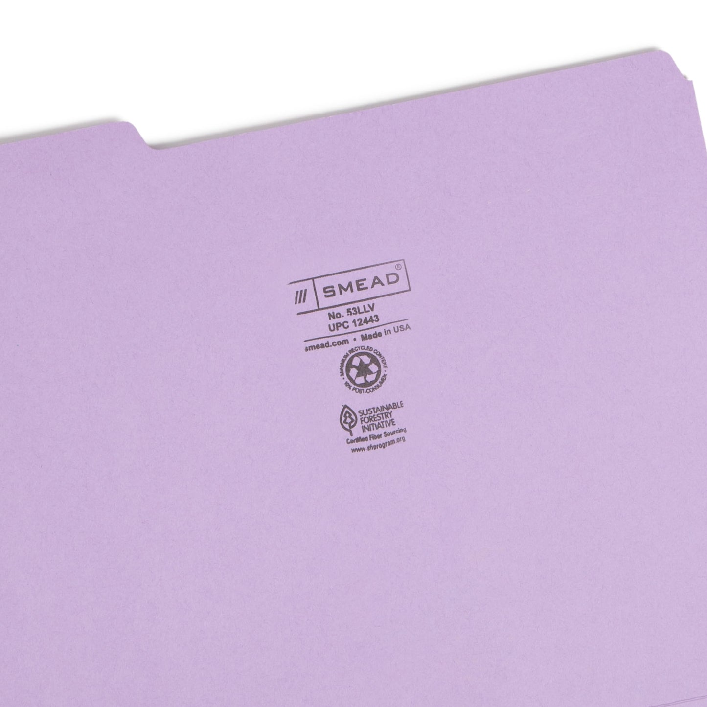 Smead 1/3-Cut File Folders, Letter Size, Lavender, 100 Per Box (12443)
