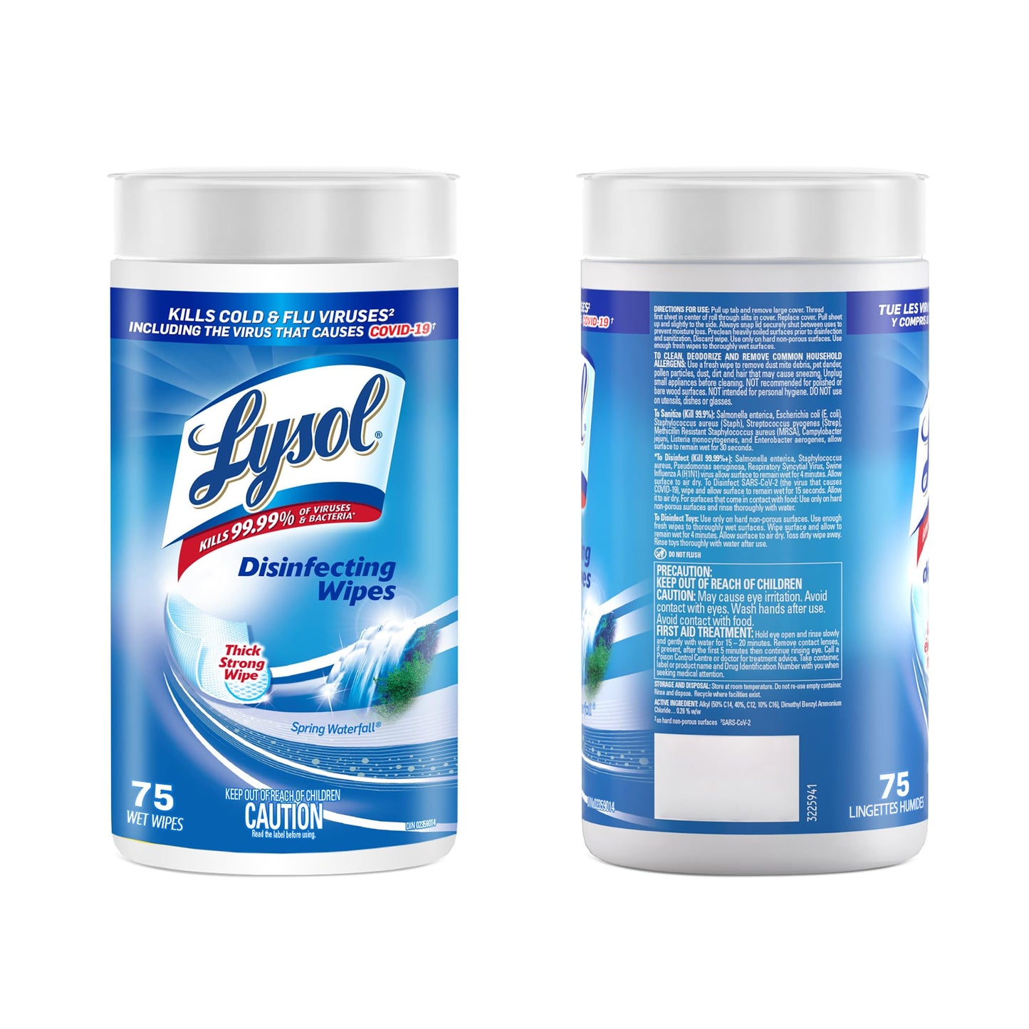 Lysol Disinfecting Wipes, Thick Cleaning Wipes with Micro-Pocket Pattern for Home & Electronics, Kills 99.9% of Germs, Removes Allergens, Spring Waterfall Scent, 6 x 75 Count (450 Total Wipes)