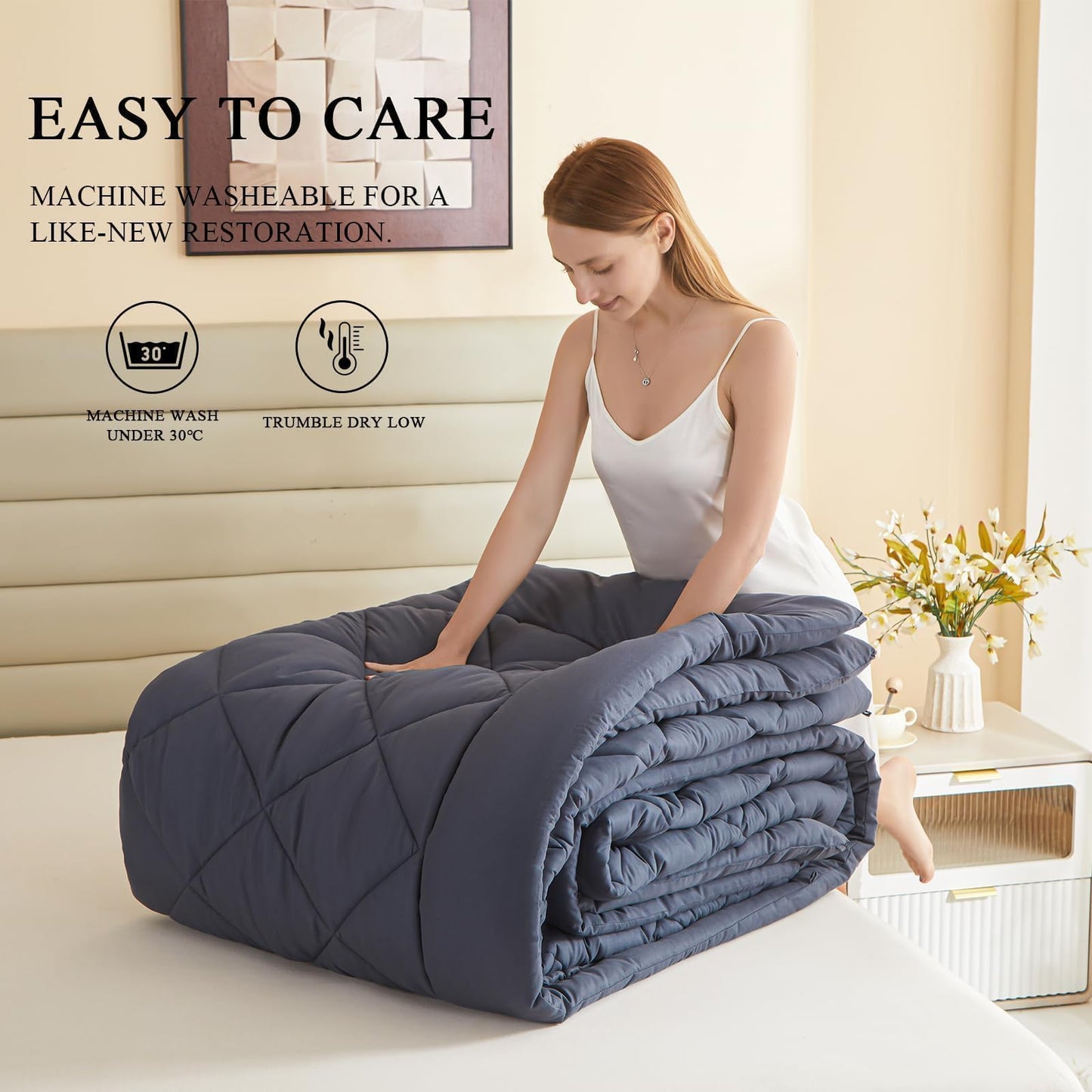 128x120 Oversized King Comforter, Extra Large King Size Comforter Oversized, All Season Soft Lightweight Quilt Down Alternative Duvet Insert with 8 Corner Tabs(120x128, Grey)