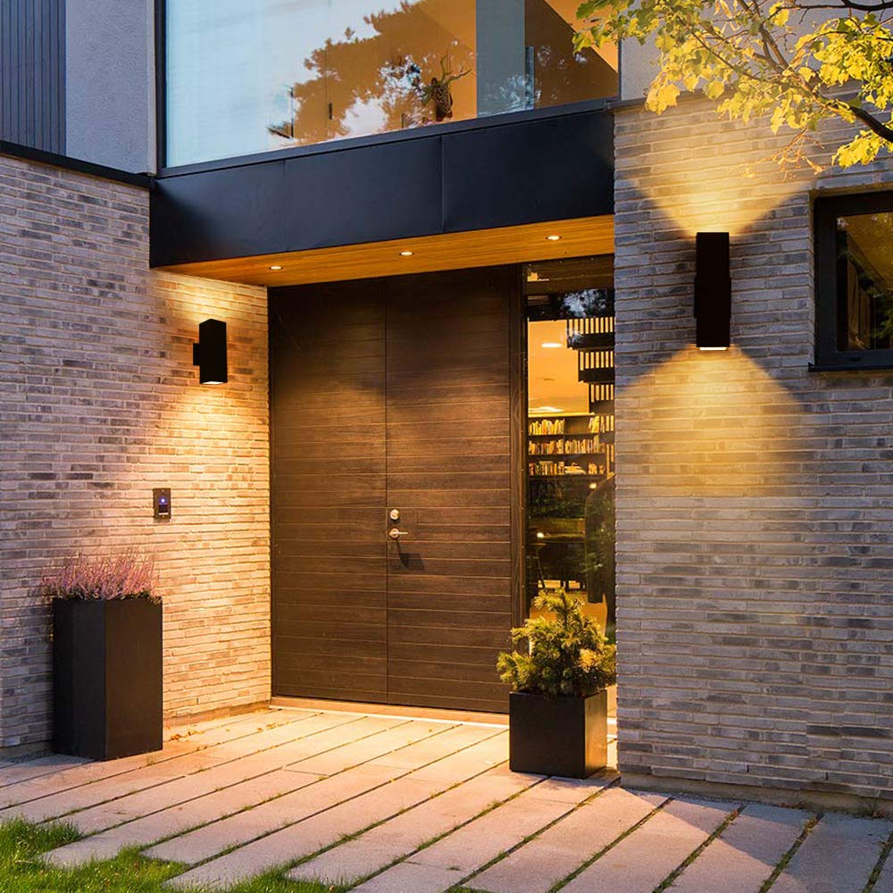 Outdoor Wall Light, Waterproof Outdoor Light Fixture Wall Mount Porch Lights Aluminum Exterior Light Fixtures Up Down Wall Lamp Sconce, Black