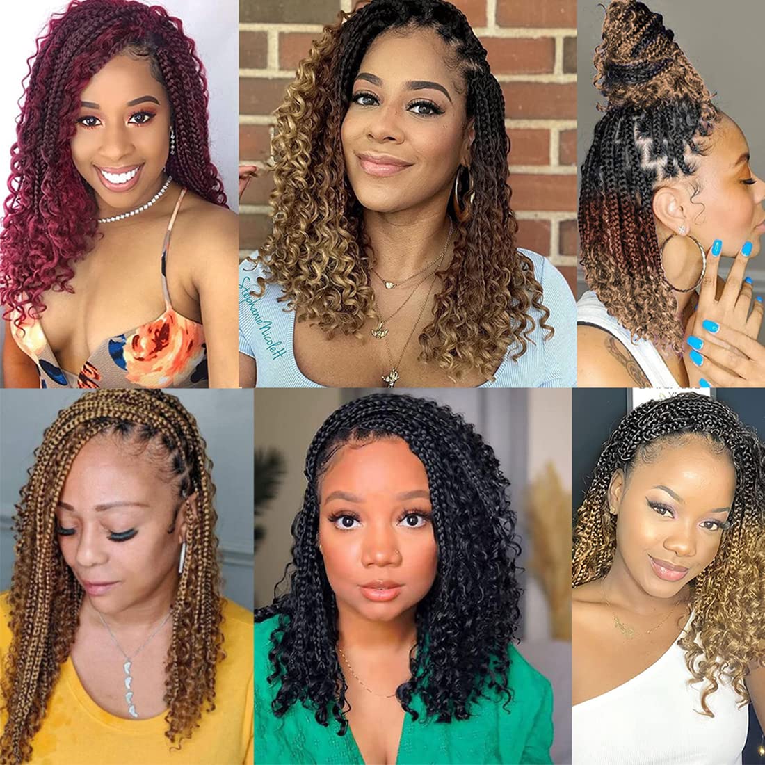WoWCFyyds 8 Packs Crochet Braids Hair Curly 24 Inch Goddess Box Braids Crochet Hair Bohemian Hippie Braids Extensions with Curly Ends Synthetic Hair Extensions for Braids（1B/30/27）