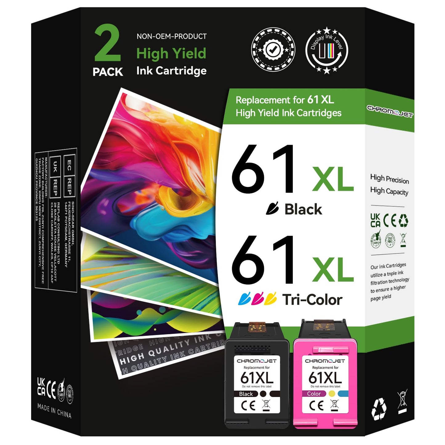 61XL Ink Cartridge Black Colour Compatible for HP 61 Ink Cartridge Compatible for HP Envy 4500 Ink fit for Envy 4500 5530 5534 5535 DeskJet 1000 1010 2540 2541 3050 OfficeJet 4630 4635 2620 Printer