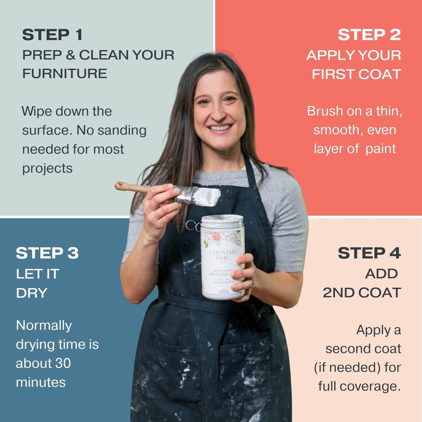 Country Chic All-in-One Chalk Paint for Furniture, Cabinets, Home Decor, Eco-Friendly, Matte Finish, Built-In Primer & Top Coat for Wood, Metal - Liquorice (Black) - Pint 16 oz (475 ml)