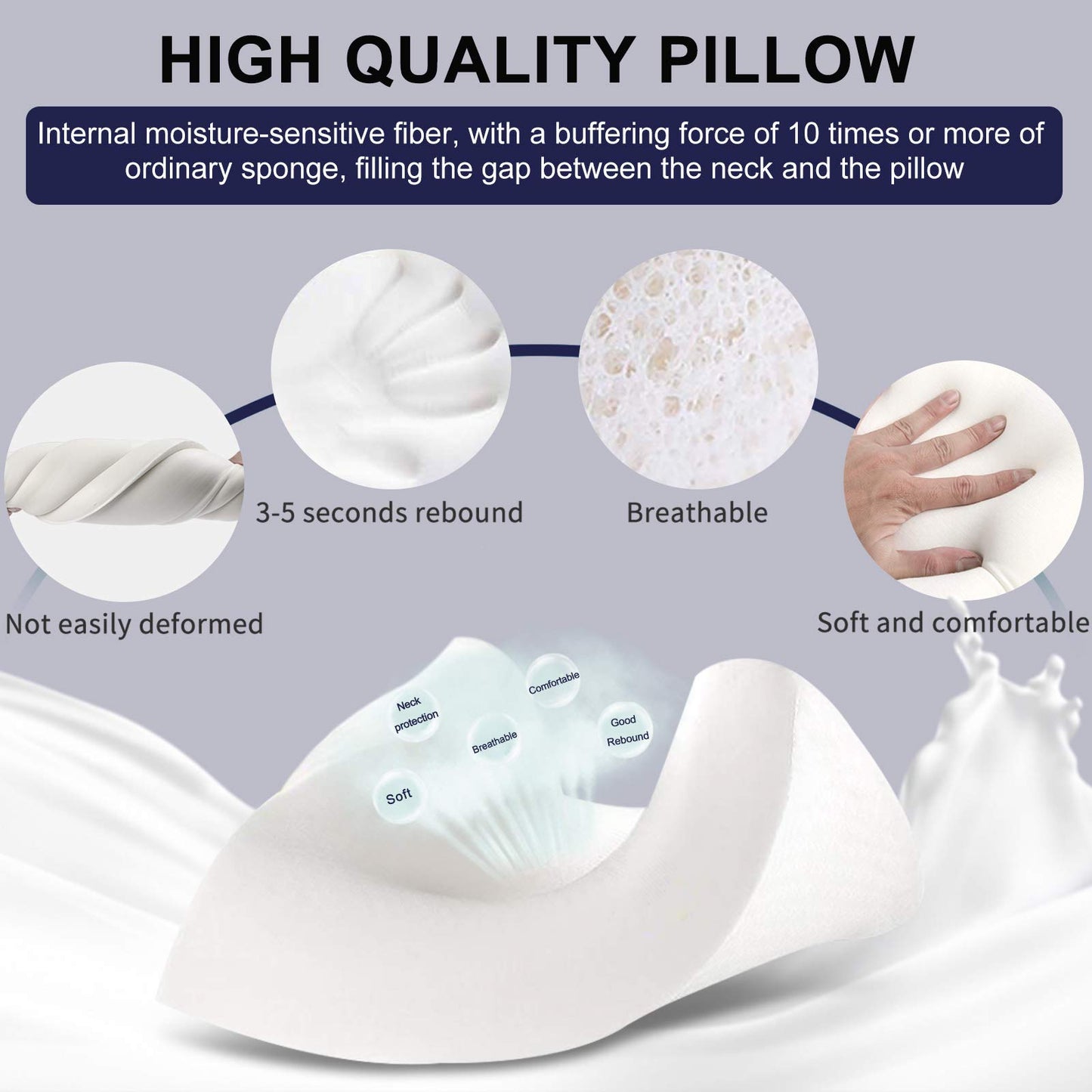 Fityou Ergonomic Memory Foam Neck Pillow,Support Pillow for Neck Pain Relief, Support Pillows for Side Back Stomach Sleepers Washable Cover