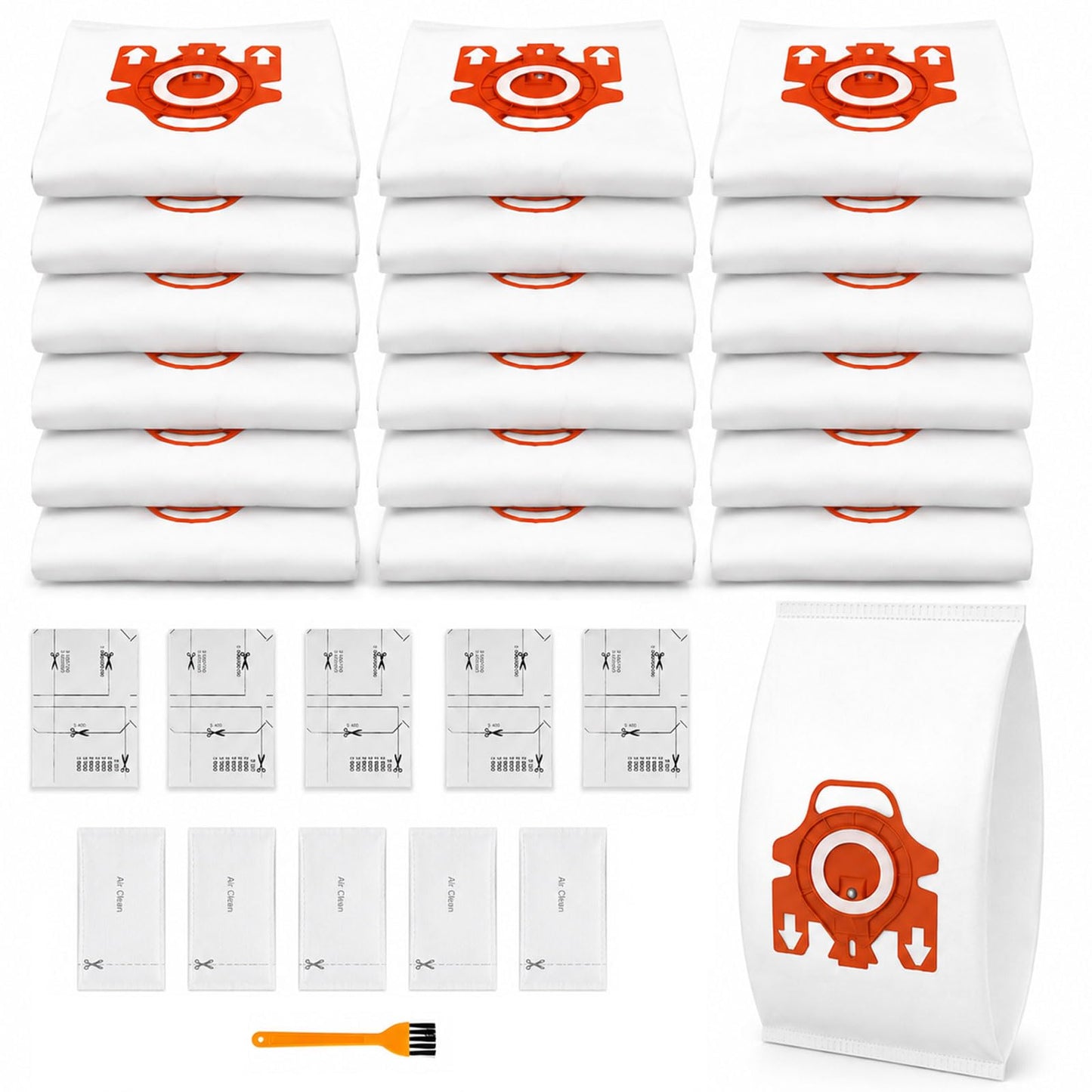 20 Pack Miele Vacuum Bags, Replacement for Miele FJM Vacuum Compact C2 Compact C1 Complete C1 S241 S290 S300i S500 S700 S4 S6 Series with 5 Motor Protection Filters 5 Air Clean Filters