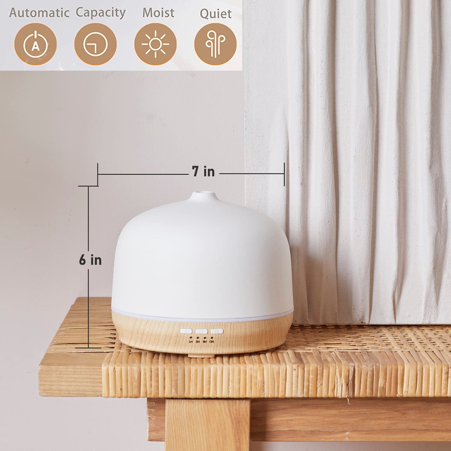 Aromatherapy Essential Oil Diffusers for Home Large Room, Ceramic Scent Air Diffuser Ultrasonic Aroma Diffuser 500ml with Timed—Wood