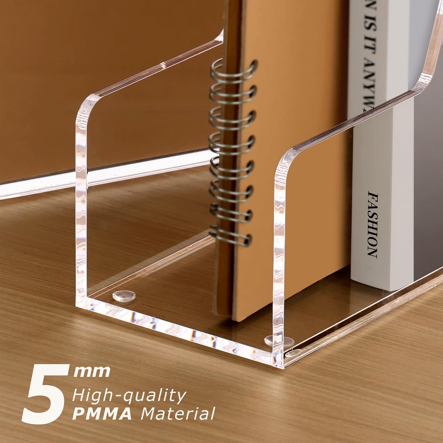 SANRUI 2-Pack Acrylic Magazine File Holder Desk Organizer Magazine Rack, Clear, Vertical File Sorter Holders, 9.45"D x 3.54"W x 10.24"H