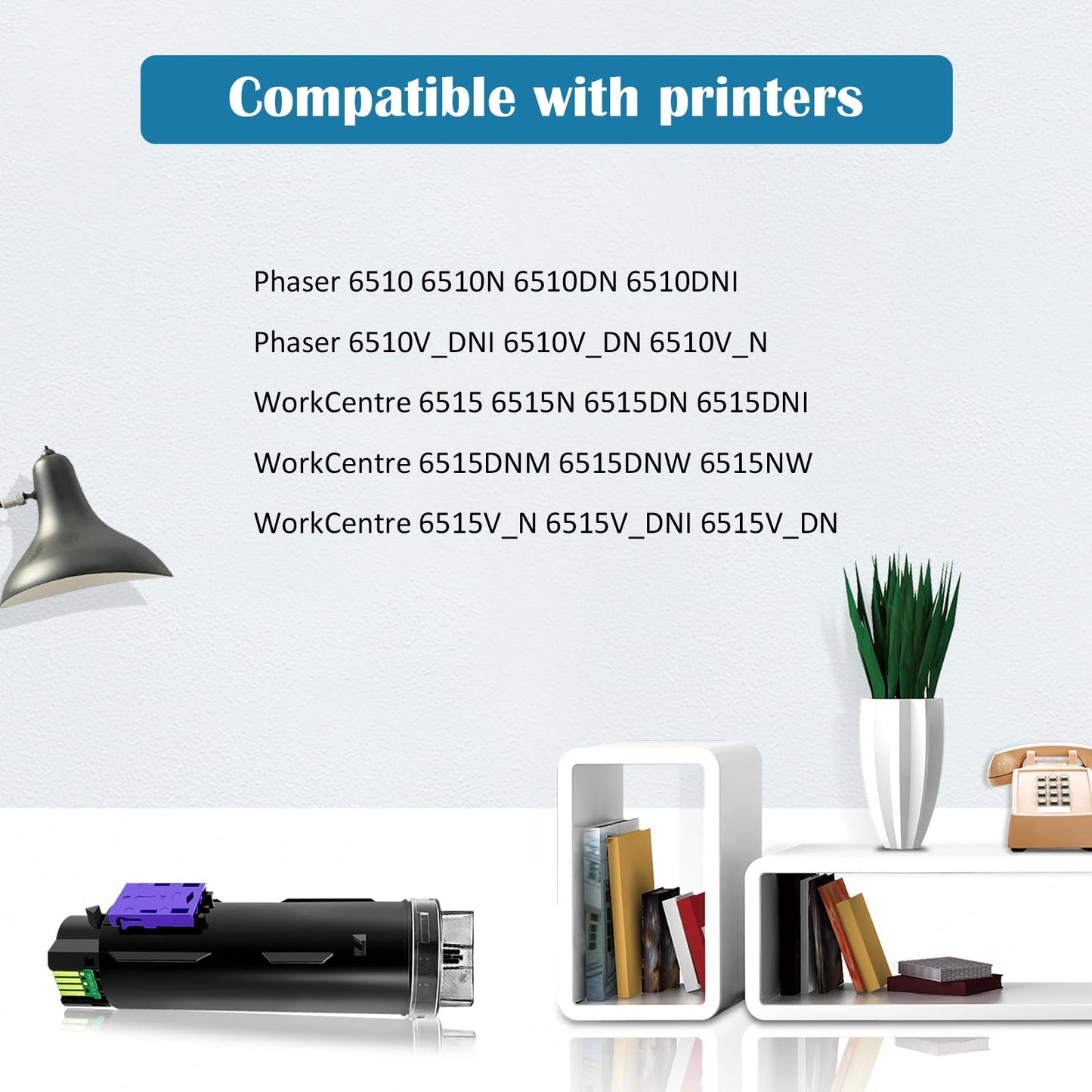 4 Colors Compatible 6510 6515 Toner Cartridge for Xerox WorkCentre 6515DN 6515DNI 6515DNM 6515N Phaser 6510DN 6510DNI 6510DNM 6510N 5500&4300 Pages 106R03480 106R03690 106R03691 106R03692 (BK CMY)