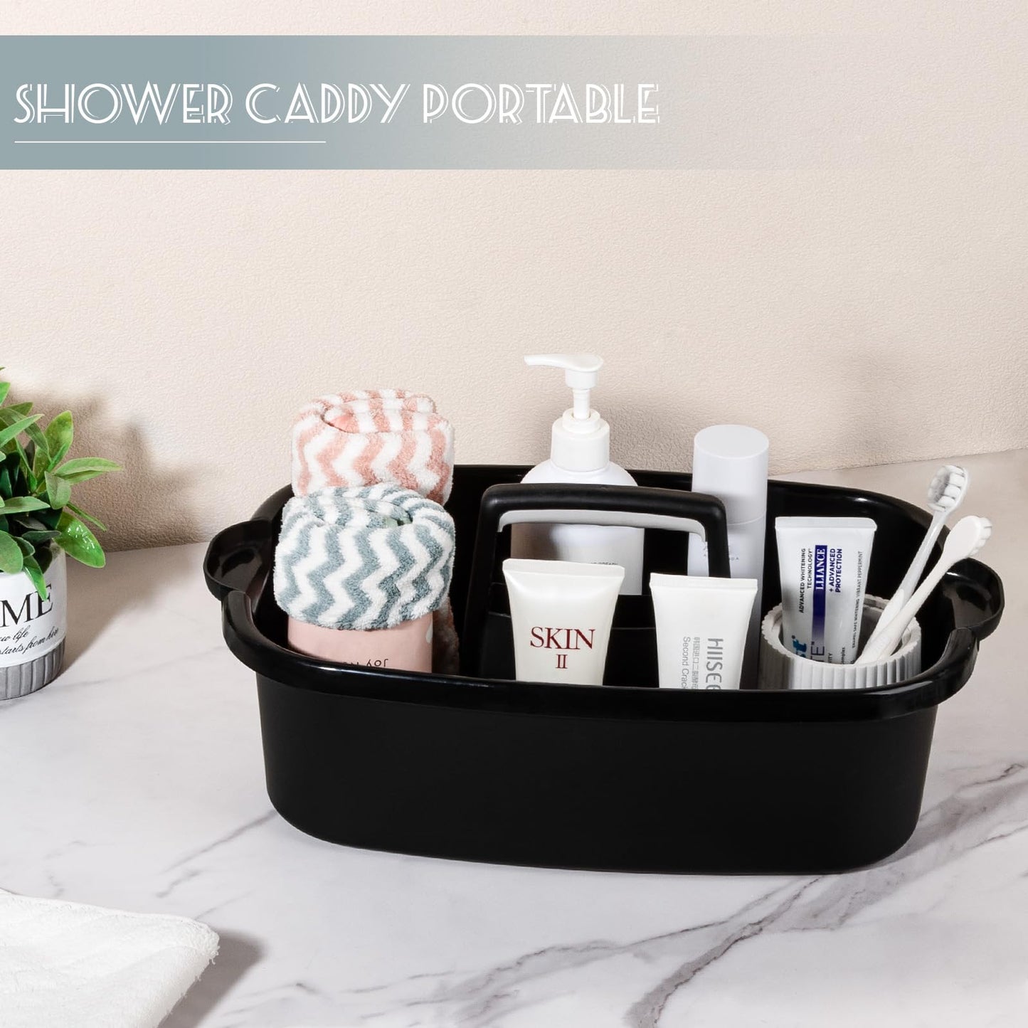 Large Portable Cleaning Supplies Basket Shower Caddy Supplies Organizer with Handle Plastic Bucket Tool Storage for Bathroom Bedroom Kitchen College Dorm