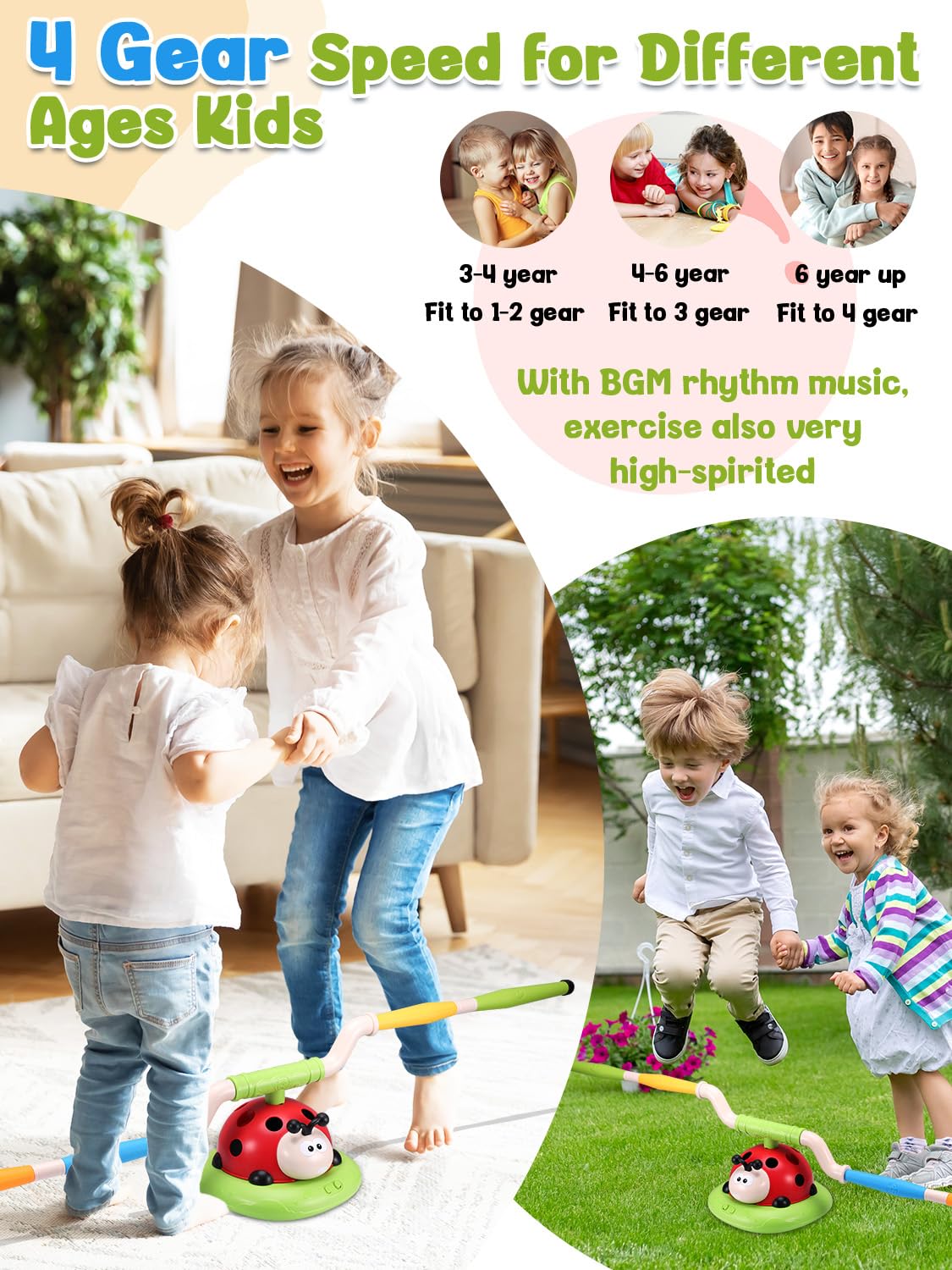 3 in 1 Children's Sports Set, Musical Jump, Toss Ring Game Toys, Stomping Launch Rocket Launcher for Kids, Sports Outdoors Toy for Ages 5-7 with Remote Control Outside Toys for Kids Ages 3 4 5 6 7 8 9