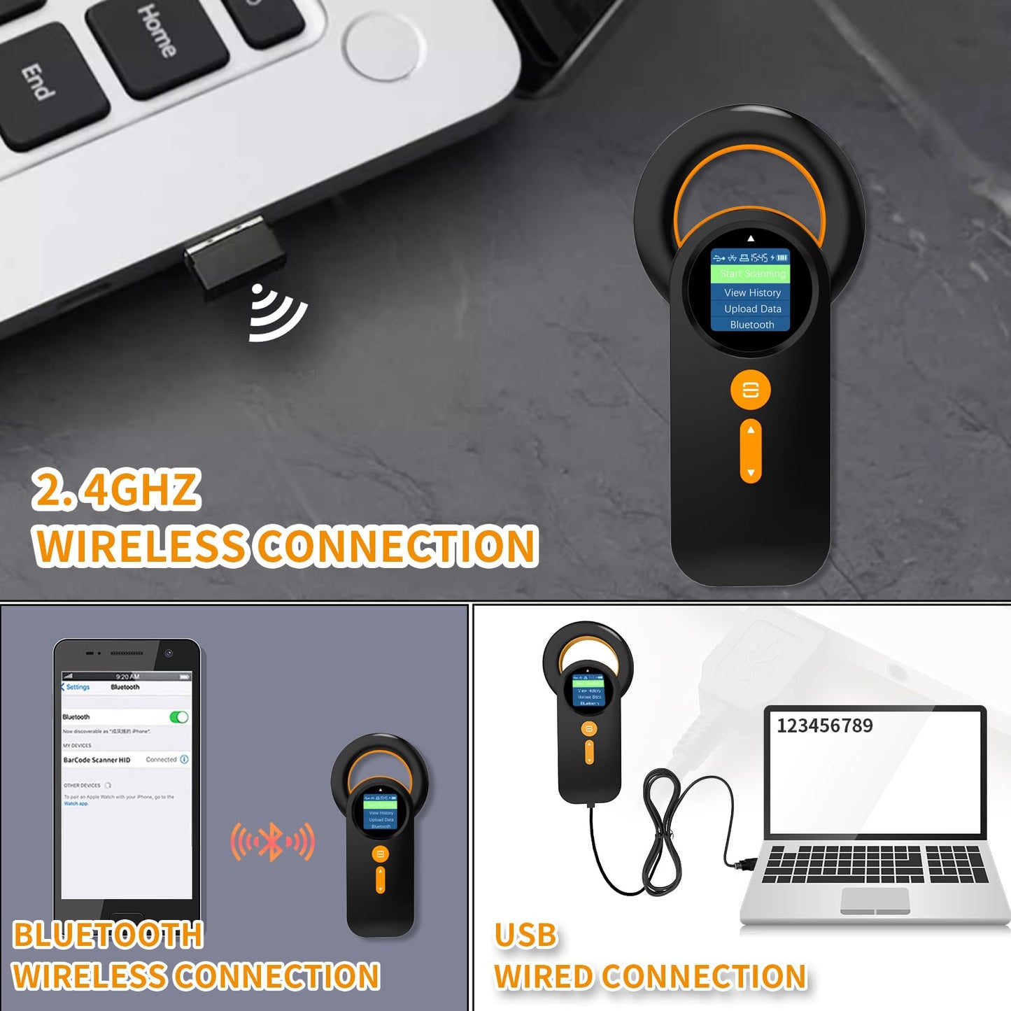 Pet Bluetooth Microchip Reader, alacrity 3-in-1 Label Reader (2.4GHz Wireless + Bluetooth + USB) Universal Animal with 1.4" TFT Display, Rechargeable Battery