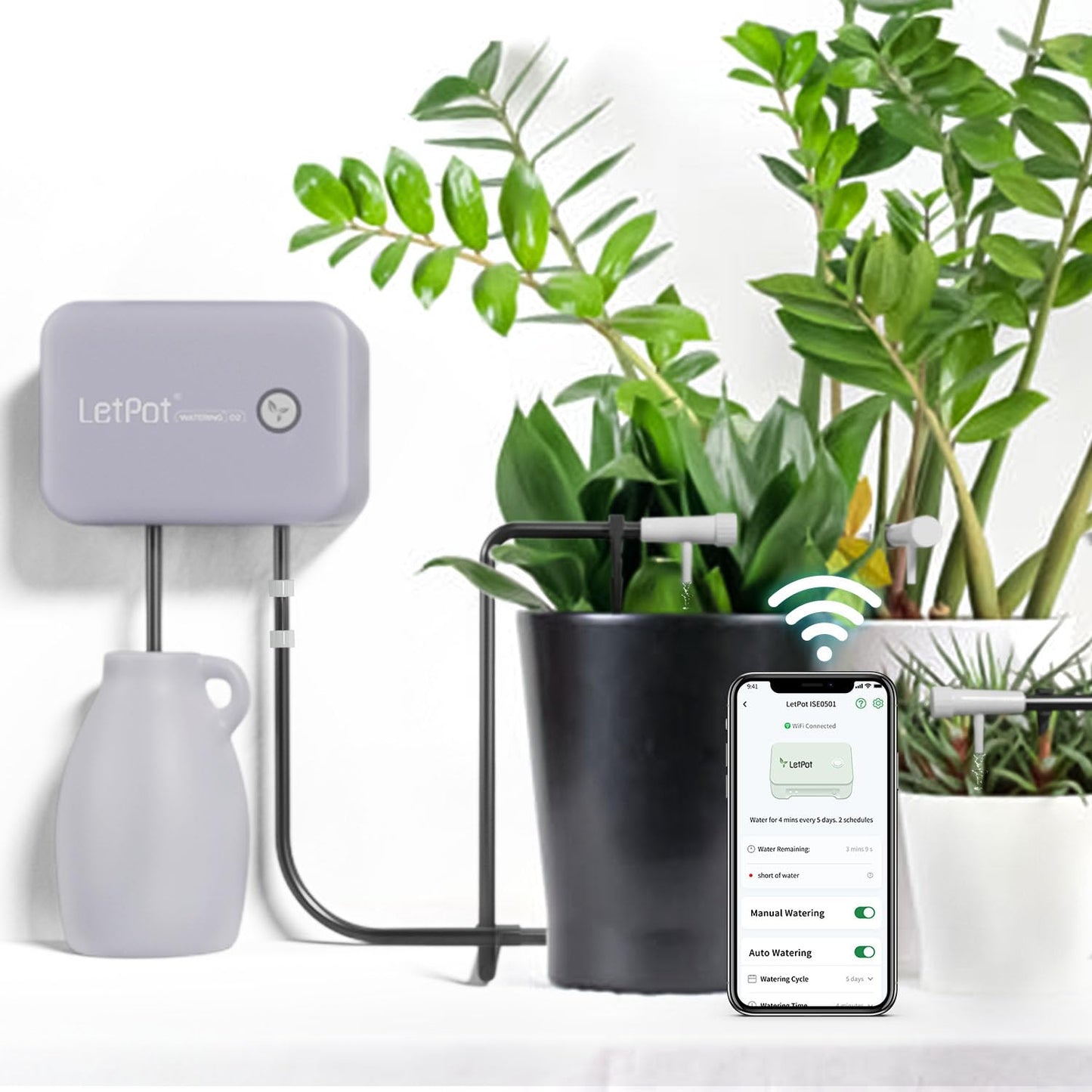 LETPOT Automatic Watering System for Potted Plants, [New Wi-Fi & App Control] Drip Irrigation Kit System, Smart Plant Watering Devices for Indoor Outdoor（Grey