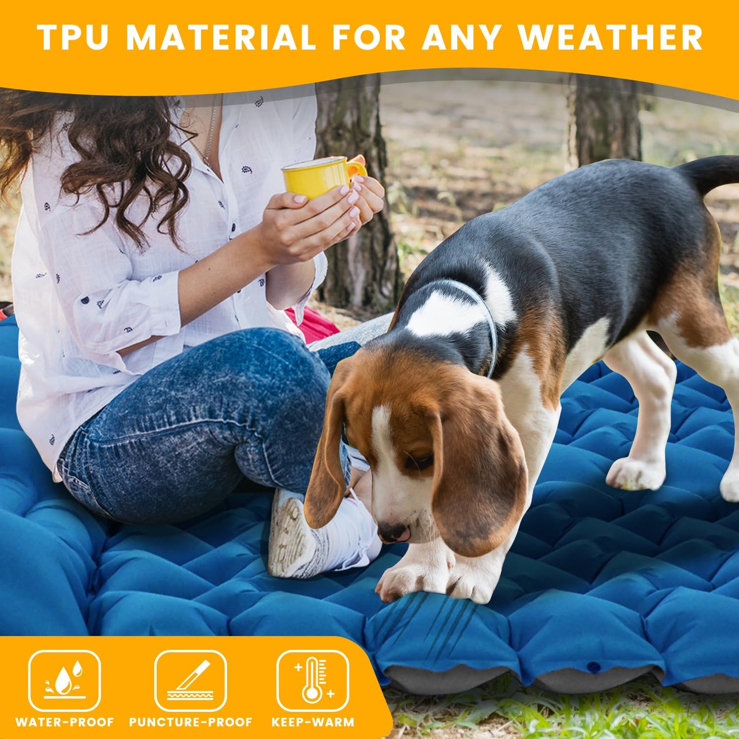 Oramoose Inflatable Camping Mat, Ultra-Lightweight Sleeping Pad with Built-in Pillow & Foot Pump, Camp Pads for Backpackers, Hikers & Outdoor Enthusiasts, Easy to Carry, Gifts