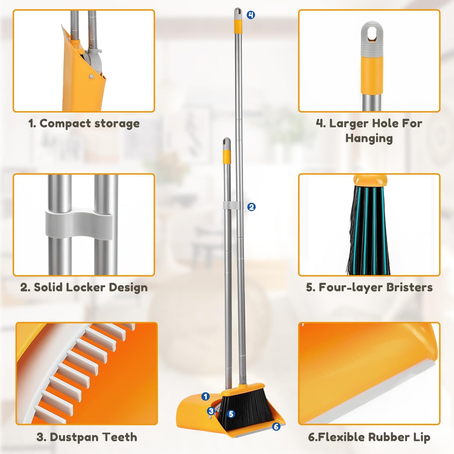 Yellow Broom and Dustpan Set