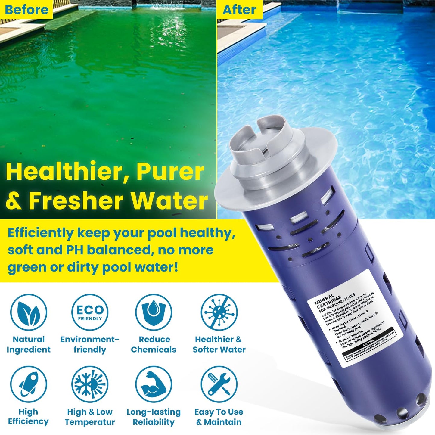 Replacement for Nature2 Duoclear 45 Cartridge W28002 W26002 for All Zodiac Duoclear & Nature2 Fusion, Fusion Soft, Vision Pro System Aboveground Ingroud Swimming Pool Up to 45,000 Gallons