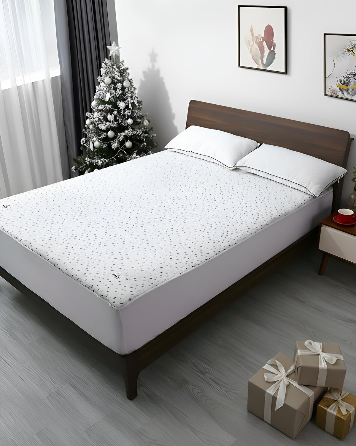 Electric Heated Mattress Pad, 60" x 80" Queen Size Underblanket with Dual Controllers, 4 Heating Levels & 10H Auto Off, 15" Deep Pocket, Machine Washable