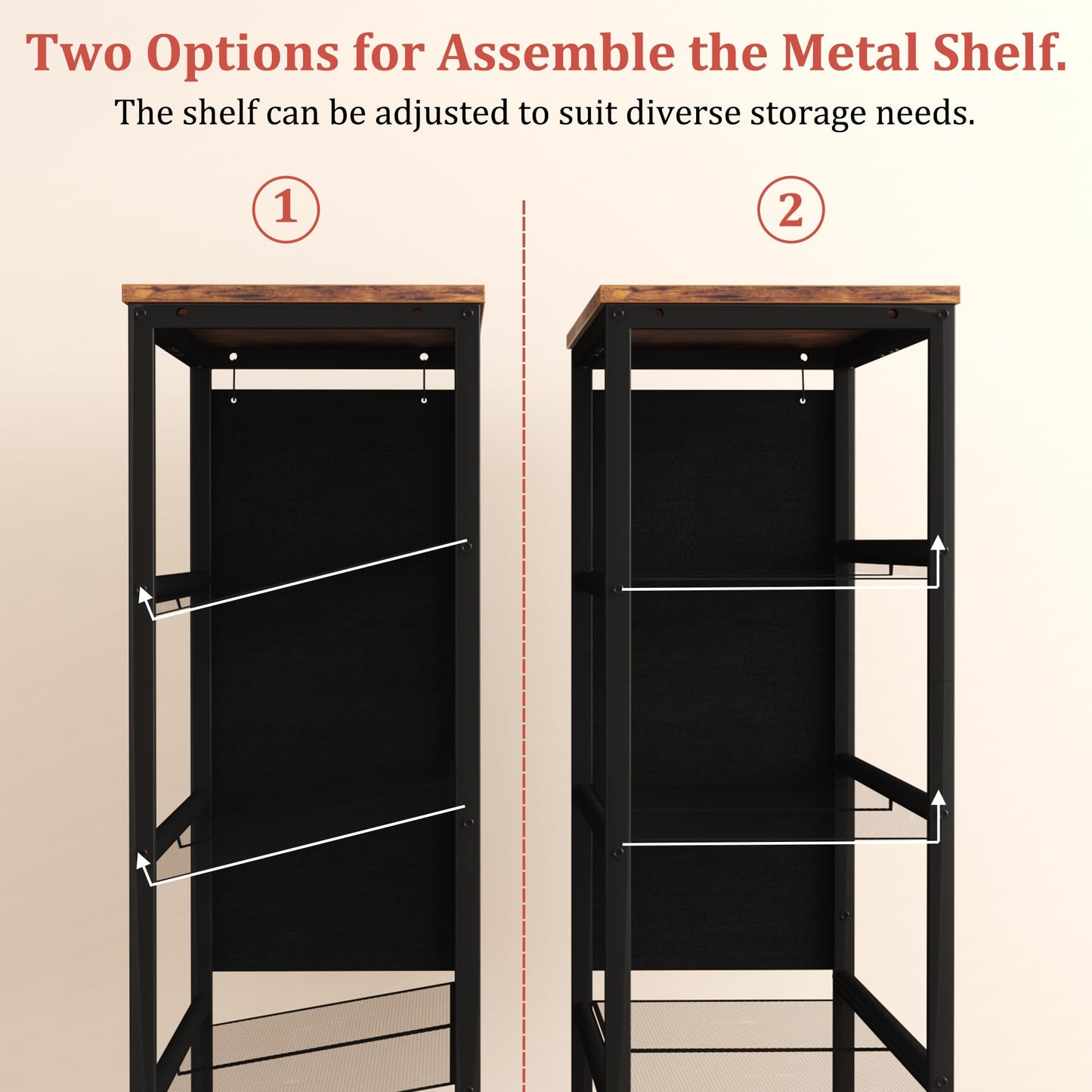 HOMEFORT Shoe Rack for Entryway,30" Metal 6 Tiers Shoe Shelf, Shoe Closet with Adjustable Mesh Shelves, Shoe Storage Organizer for 18-24 Pairs, Industrial Boot Stand with Side Pocket, Rustic Brown