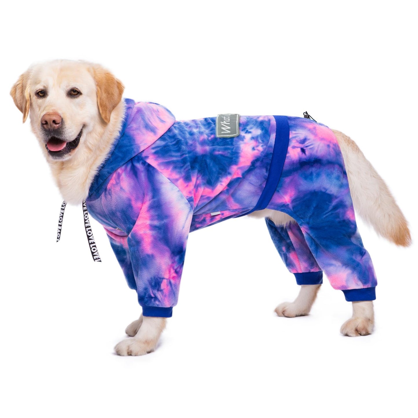 Dog Hoodies Winter Coat for Large Medium Dogs, Pullover Dog Warm Hooded Coat Fleece Sweatshirt Hoodie for Cold Weather (Tie-Dye Pink, 4X-Large)